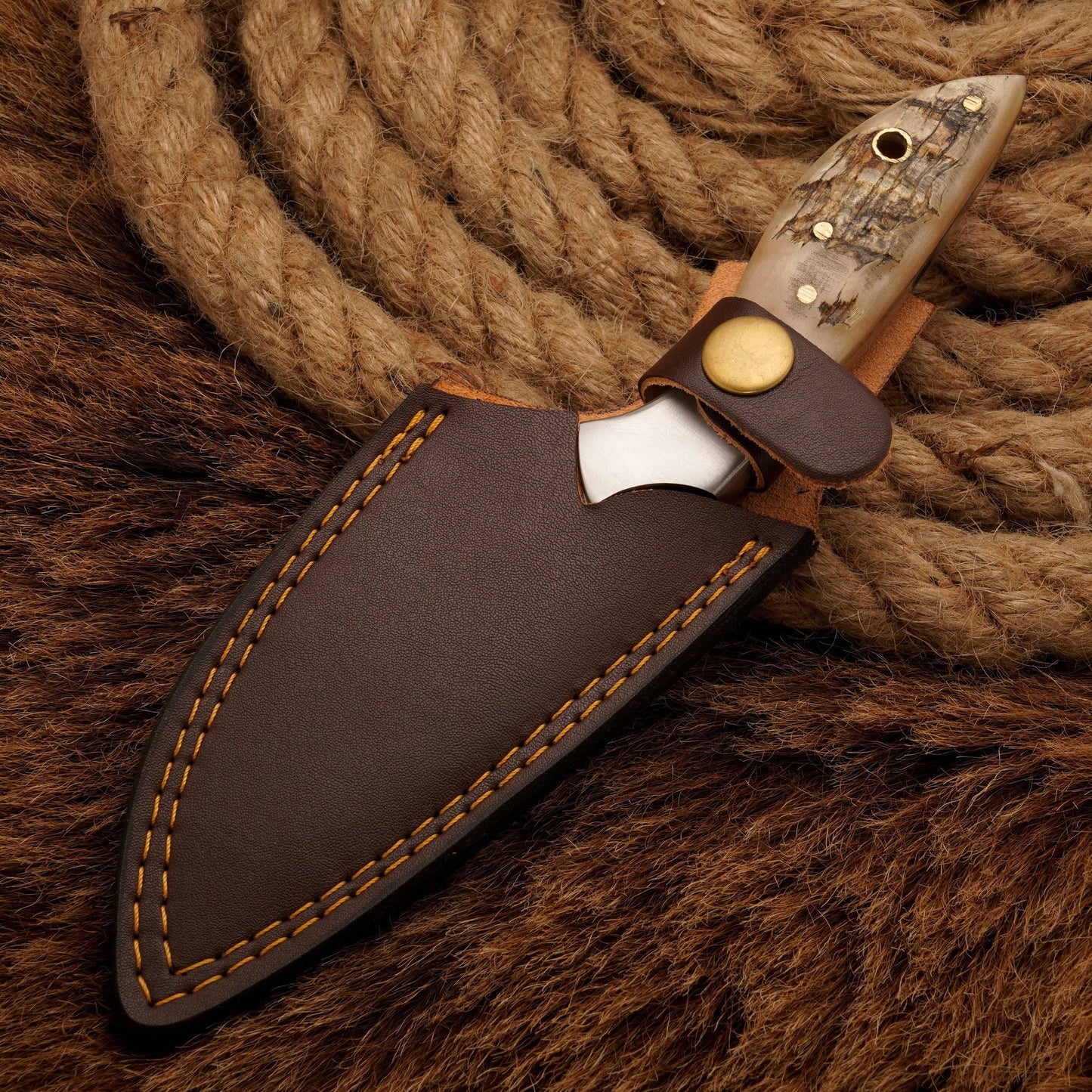 HANDMADE D2 Steel Hunting Loveless Fix Blade Knife Ram Horn Handle EDC 8 - fixed blade knife