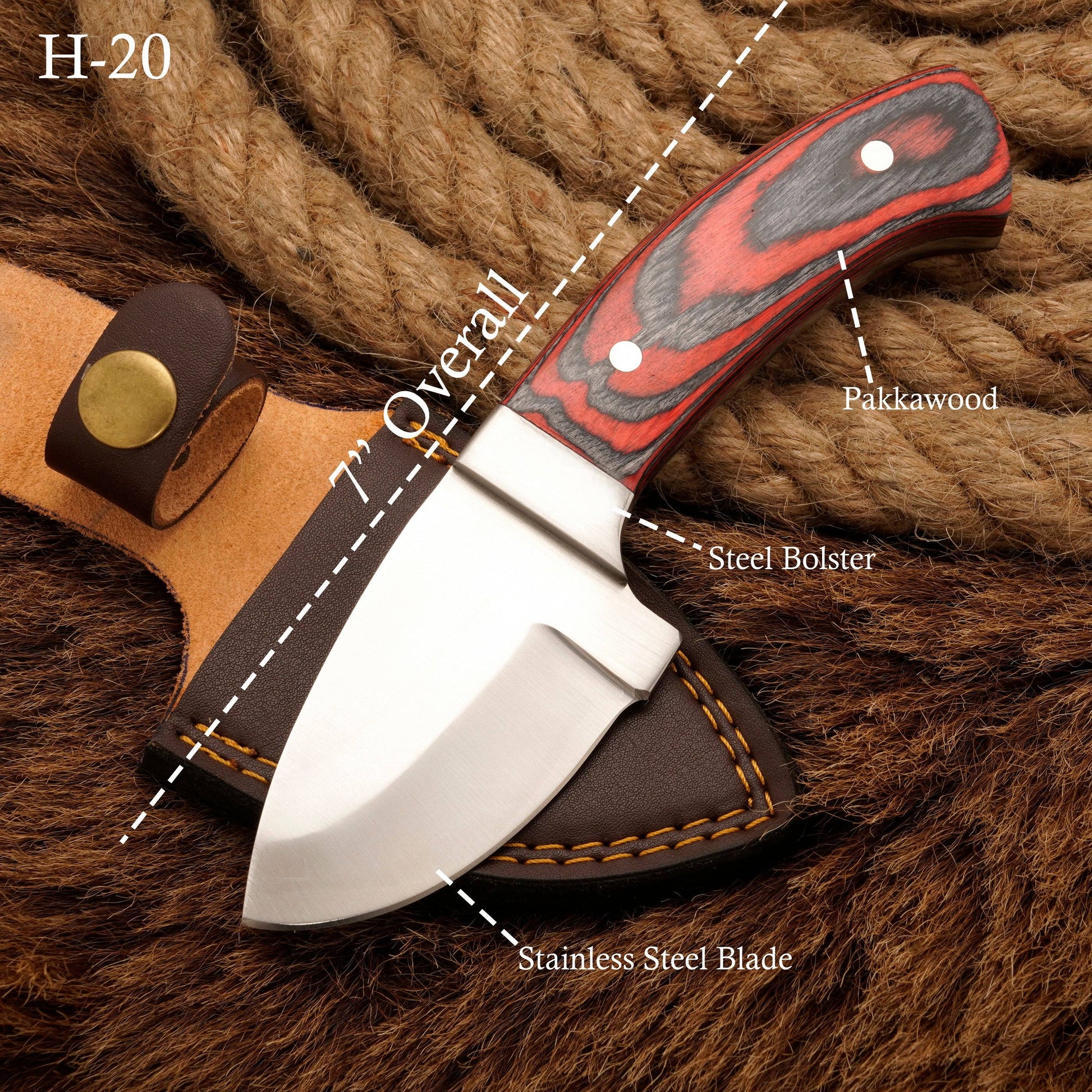 Hand-Forged D2 Stainless Steel Skinning Knife full tang-Fixed blade Skinner knife