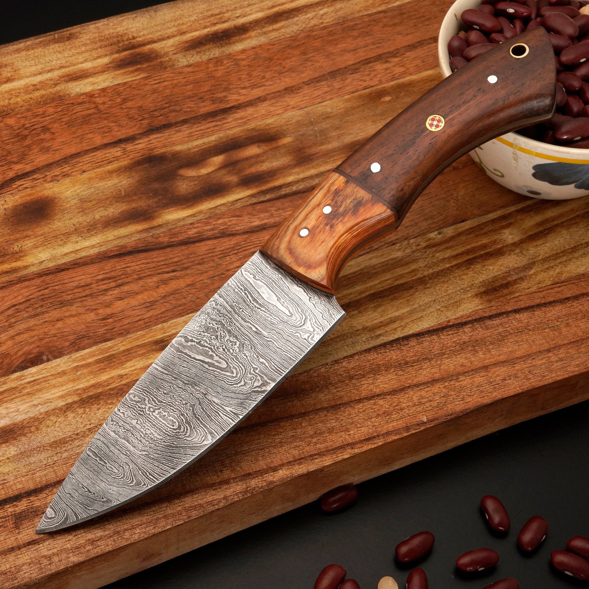 Custom Hand Made Forged Damascus Steel Chef Knife Set Kitchen Knives With Wood Handle