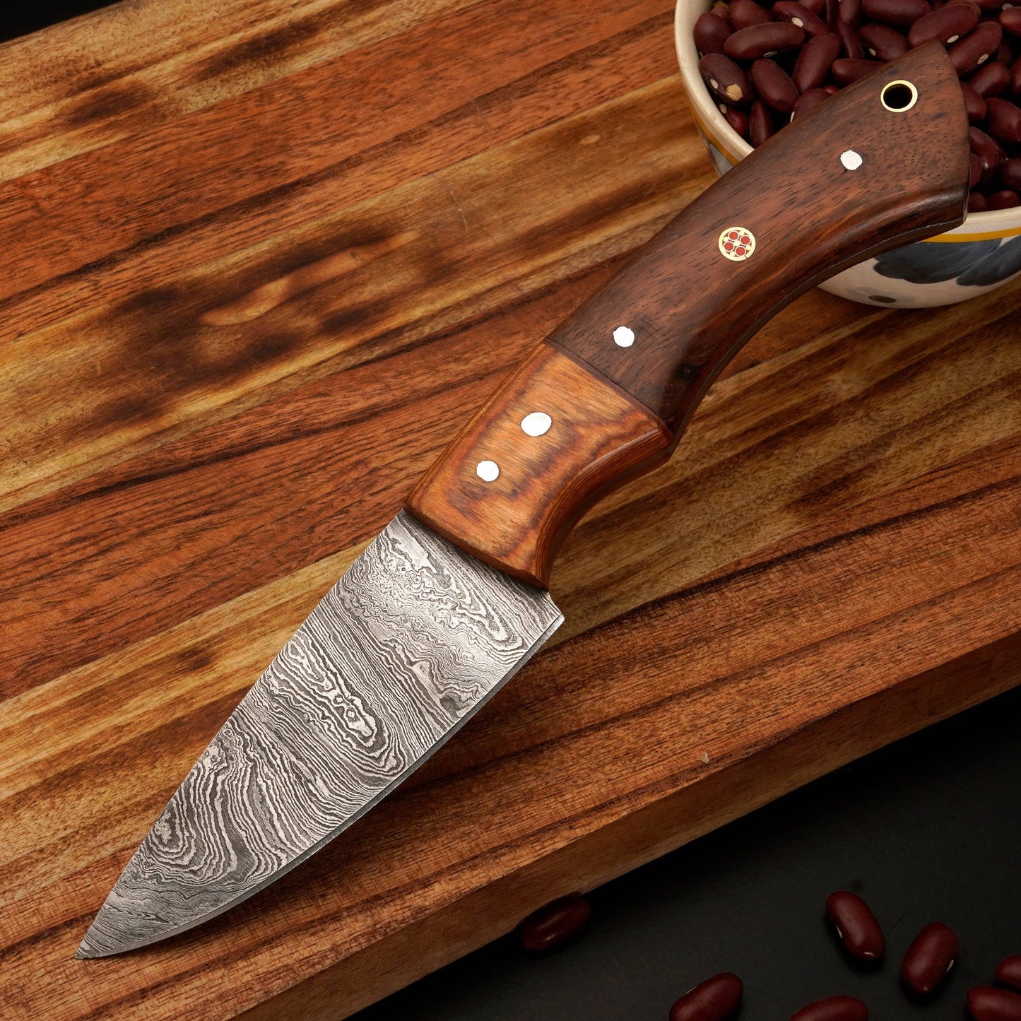 Custom Hand Made Forged Damascus Steel Chef Knife Set Kitchen Knives With Wood Handle