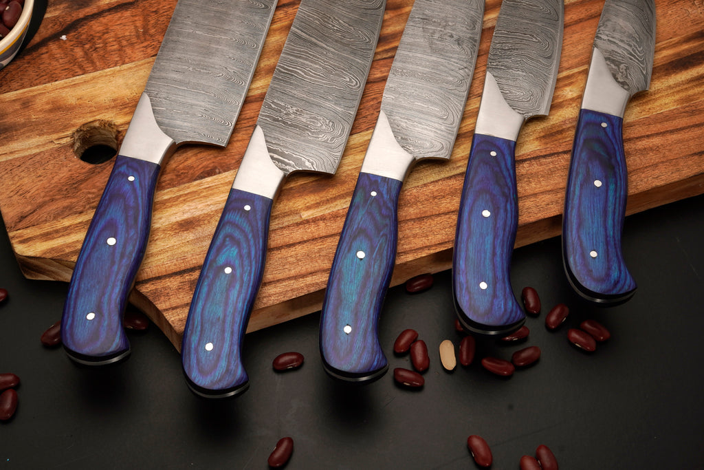 Hand forged Damascus steel 5 Piece Chef Knife Set - Kitchen Knife Set