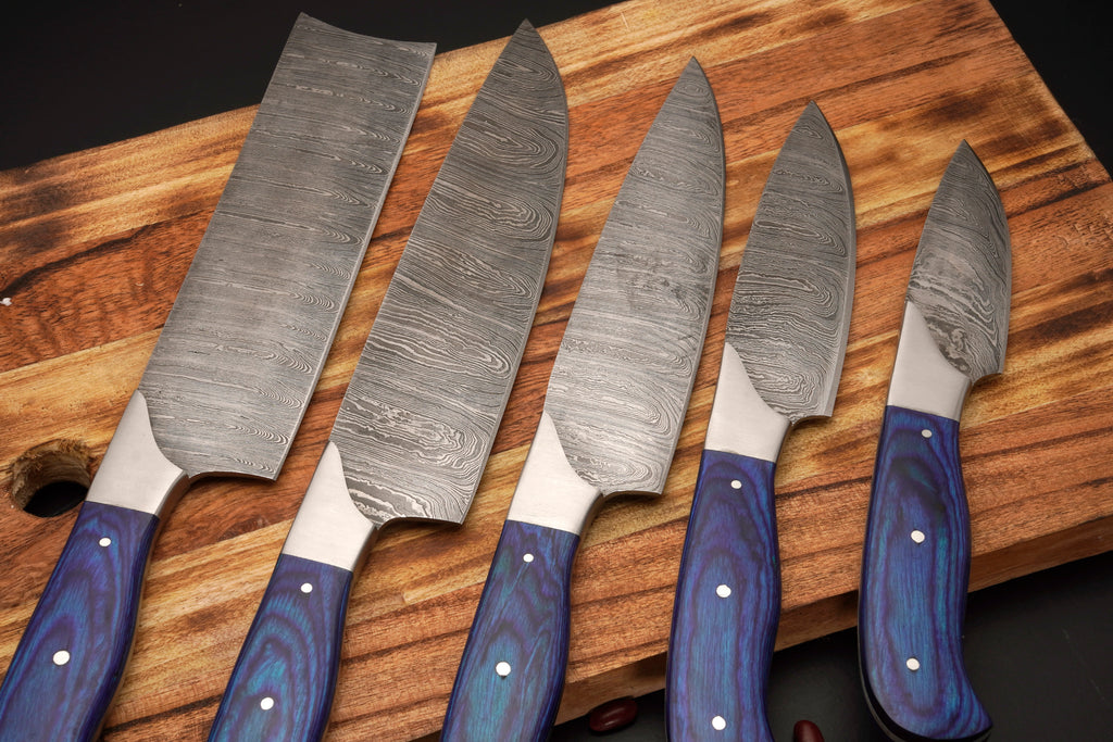 Hand forged Damascus steel 5 Piece Chef Knife Set - Kitchen Knife Set