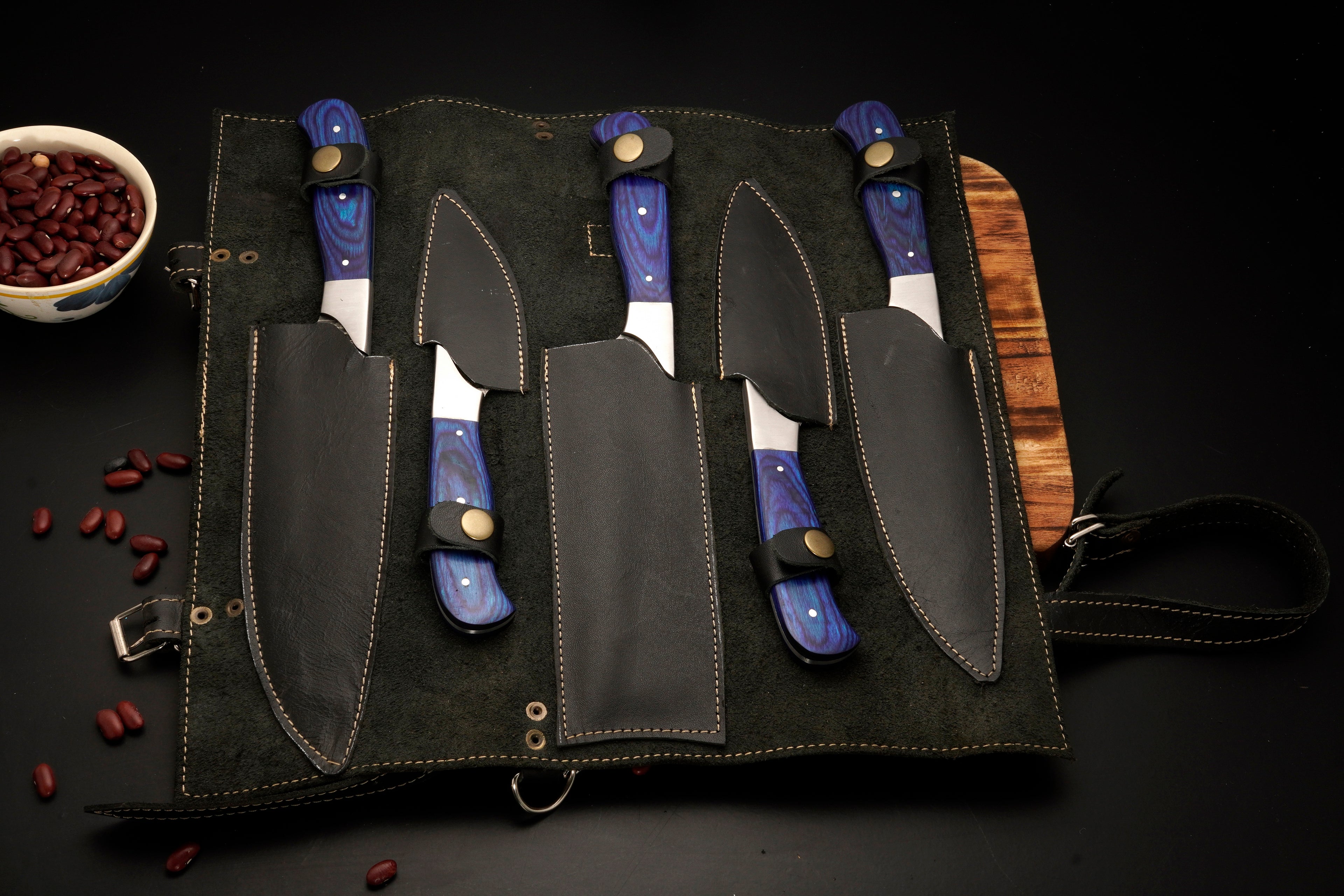 Hand forged Damascus steel 5 Piece Chef Knife Set - Kitchen Knife Set