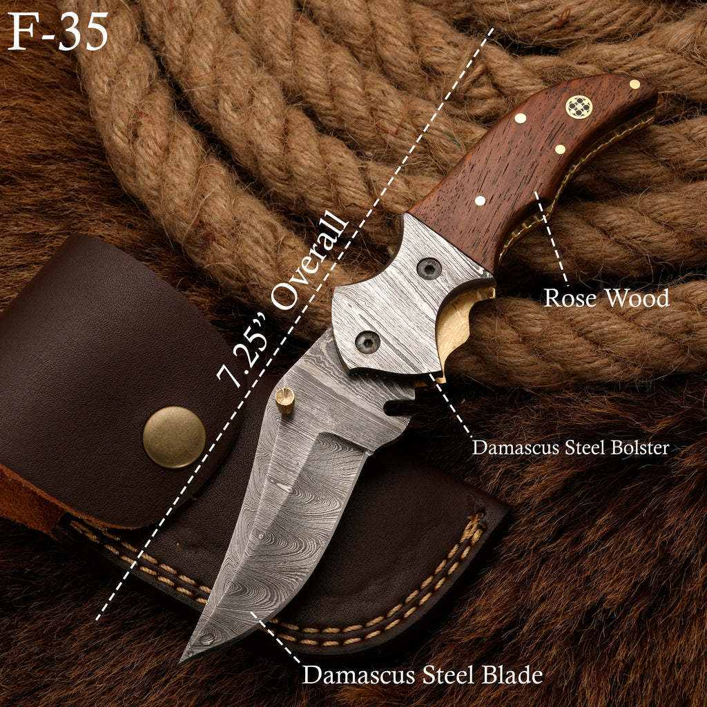 Handmade Forged Damascus Survival Knife | Camping Knife - Damascus Bolster