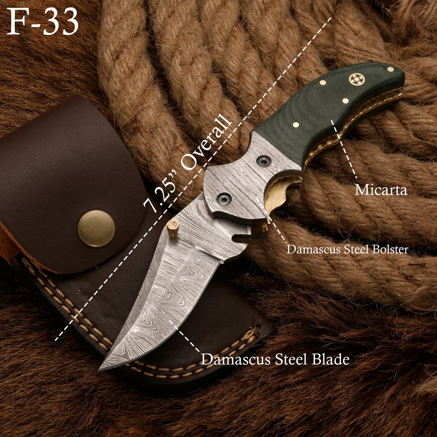 Handmade Forged Damascus Pocket Knife | Folding knife Damascus Bolster