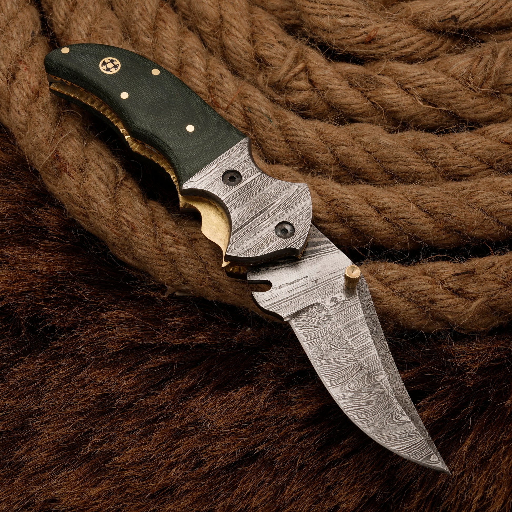 Handmade Forged Damascus Pocket Knife | Folding knife Damascus Bolster