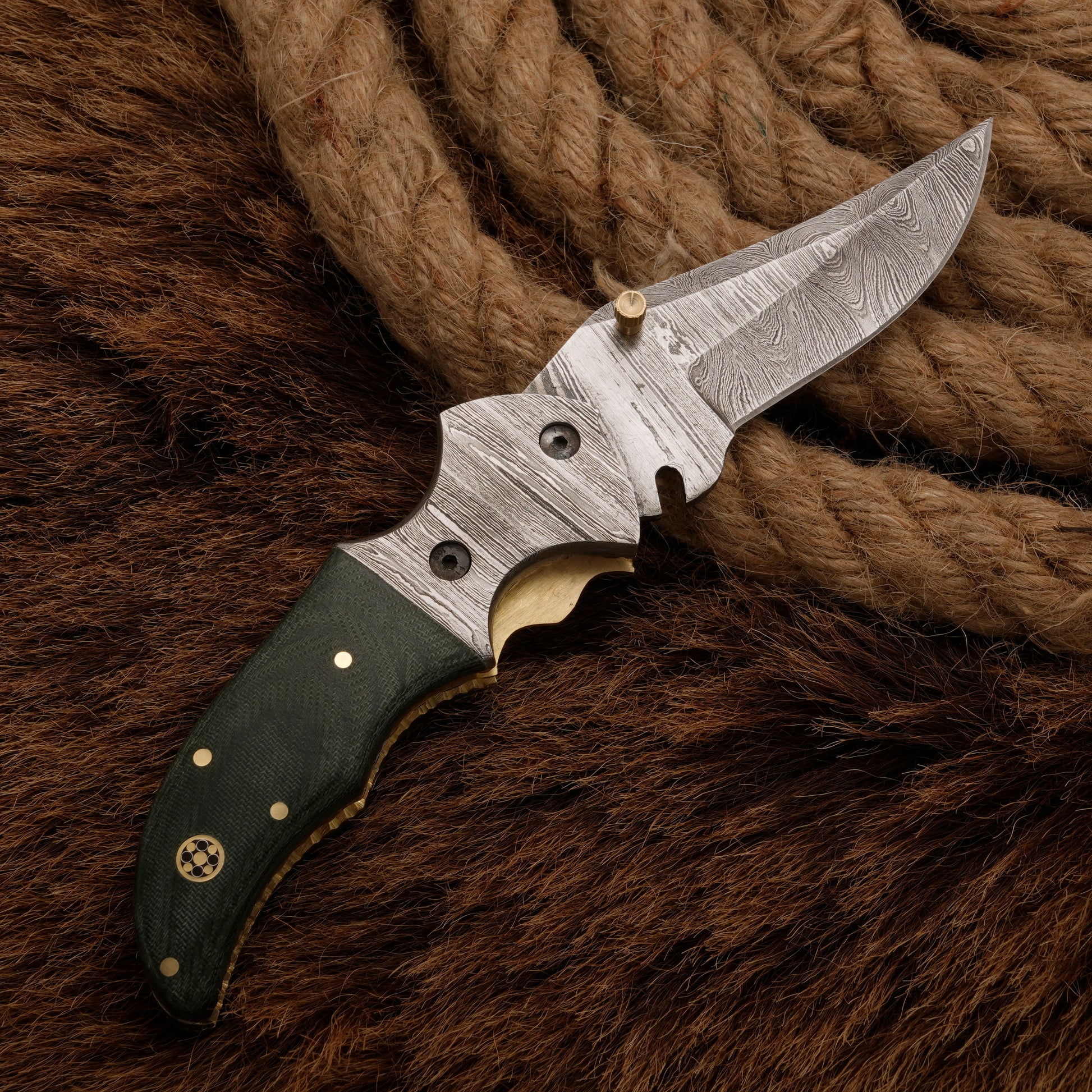 Handmade Forged Damascus Pocket Knife | Folding knife Damascus Bolster