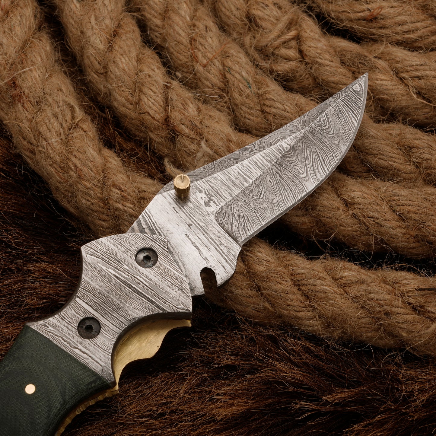 Handmade Forged Damascus Pocket Knife | Folding knife Damascus Bolster