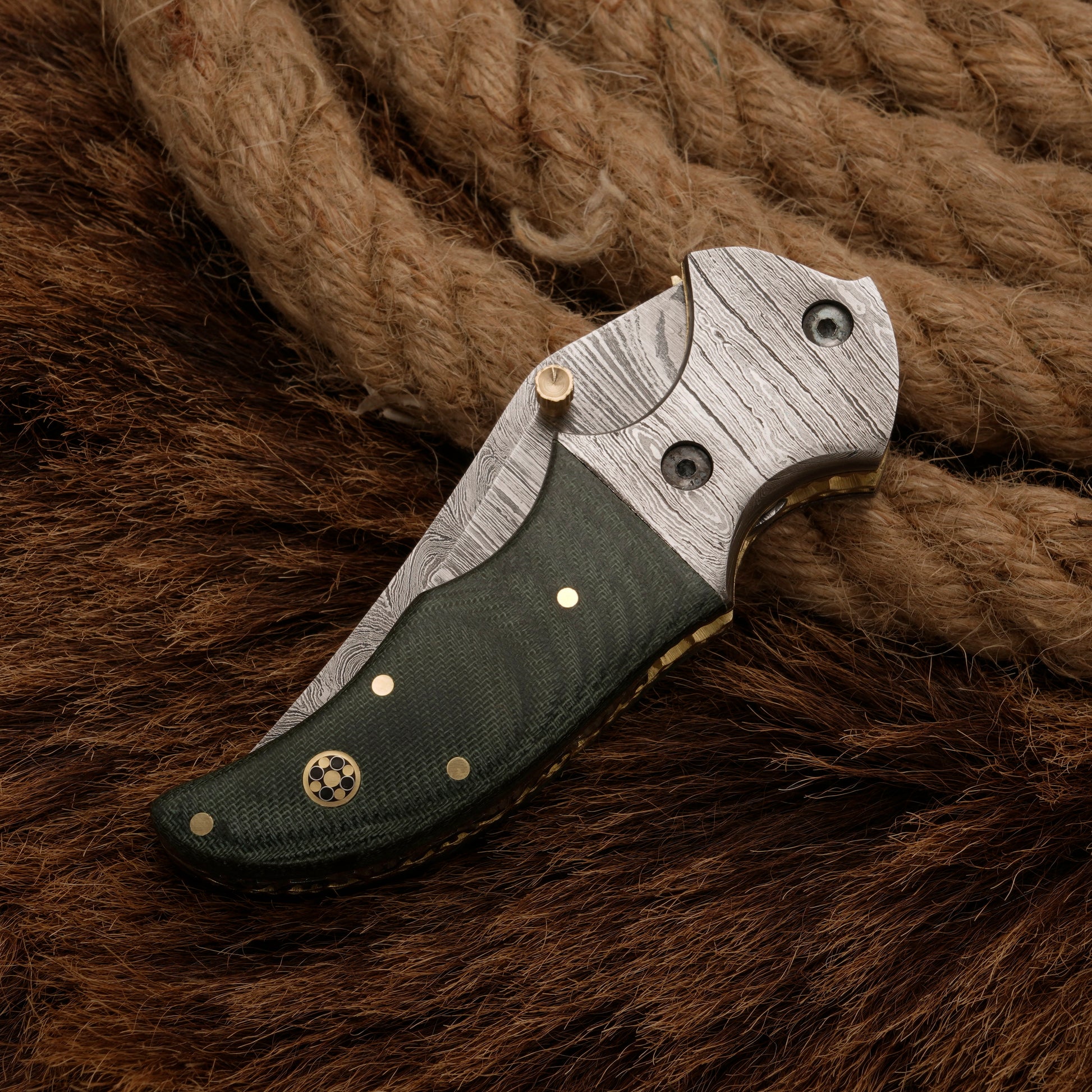 Handmade Forged Damascus Pocket Knife | Folding knife Damascus Bolster