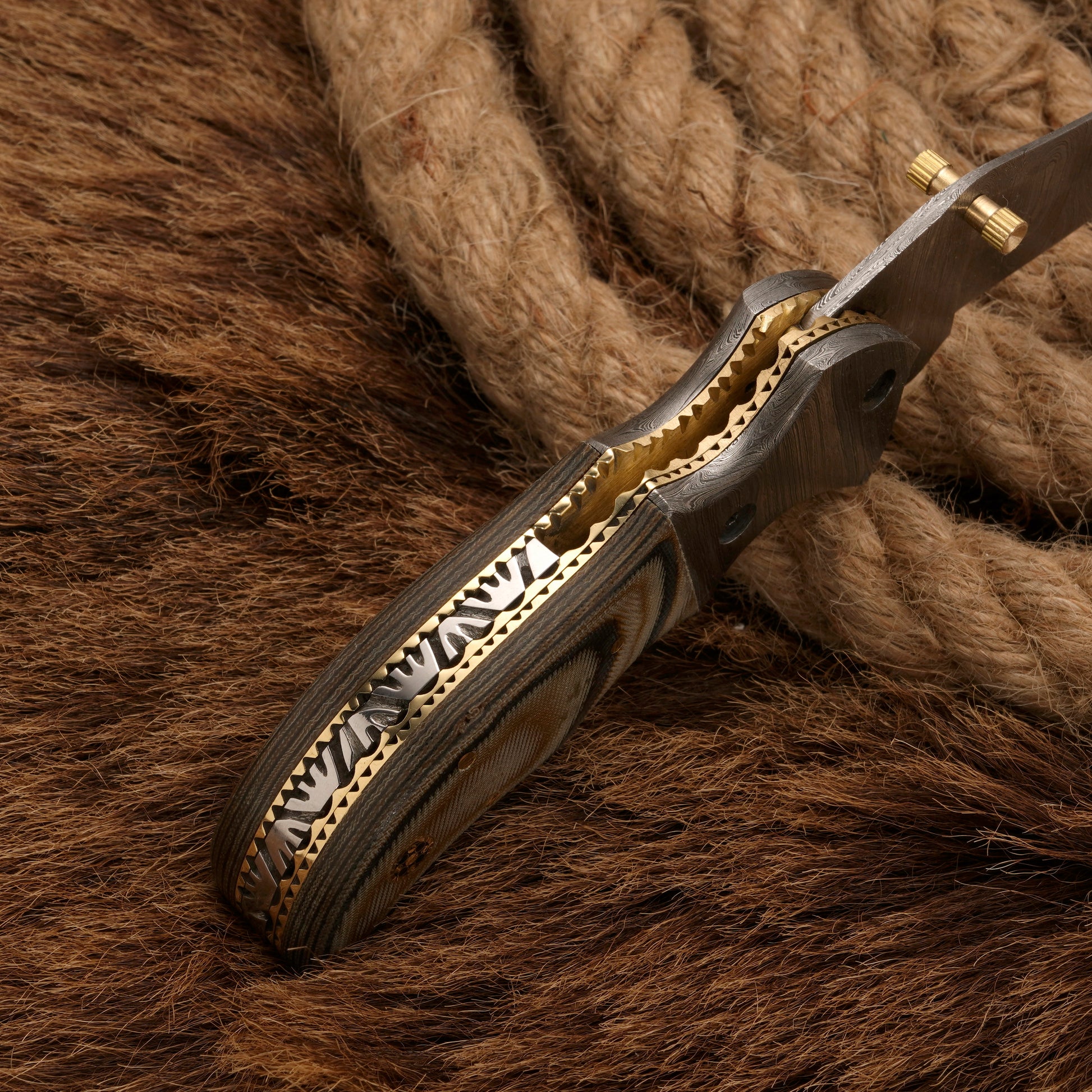 EDC-Handmade Forged Damascus Pocket Folding Knife - Micarta Wood Handle - Damascus Steel Bolster