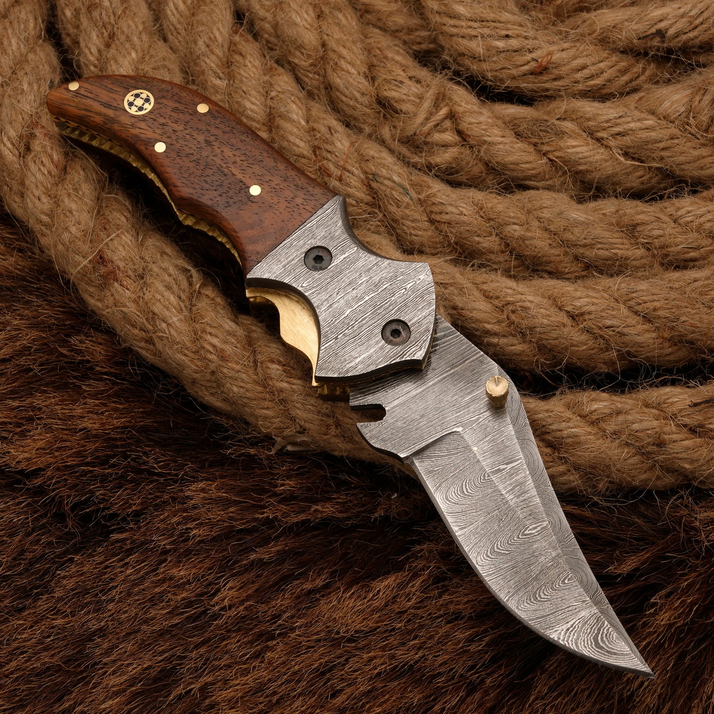 Handmade Forged Damascus Survival Knife | Camping Knife - Damascus Bolster