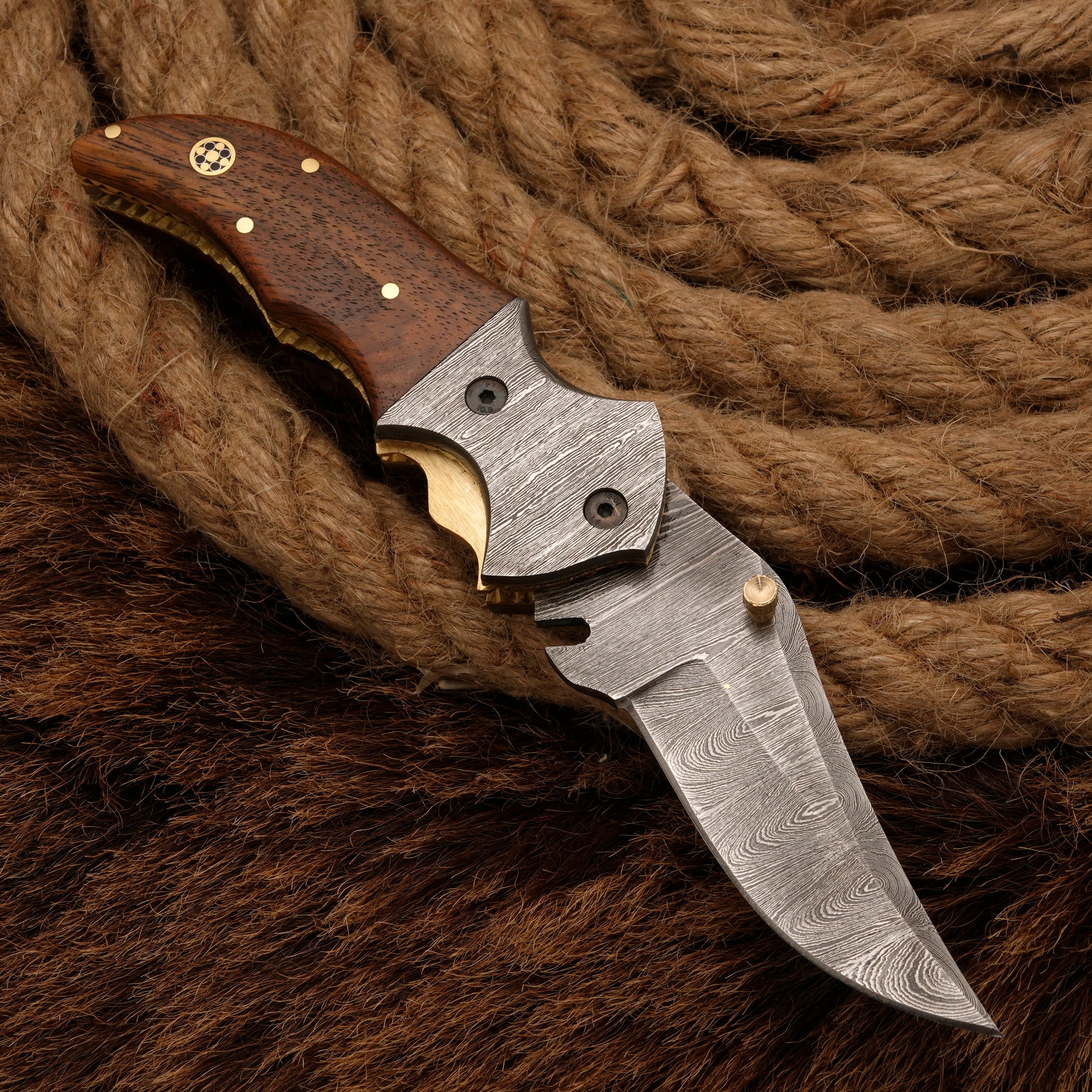 Handmade Forged Damascus Survival Knife | Camping Knife - Damascus Bolster