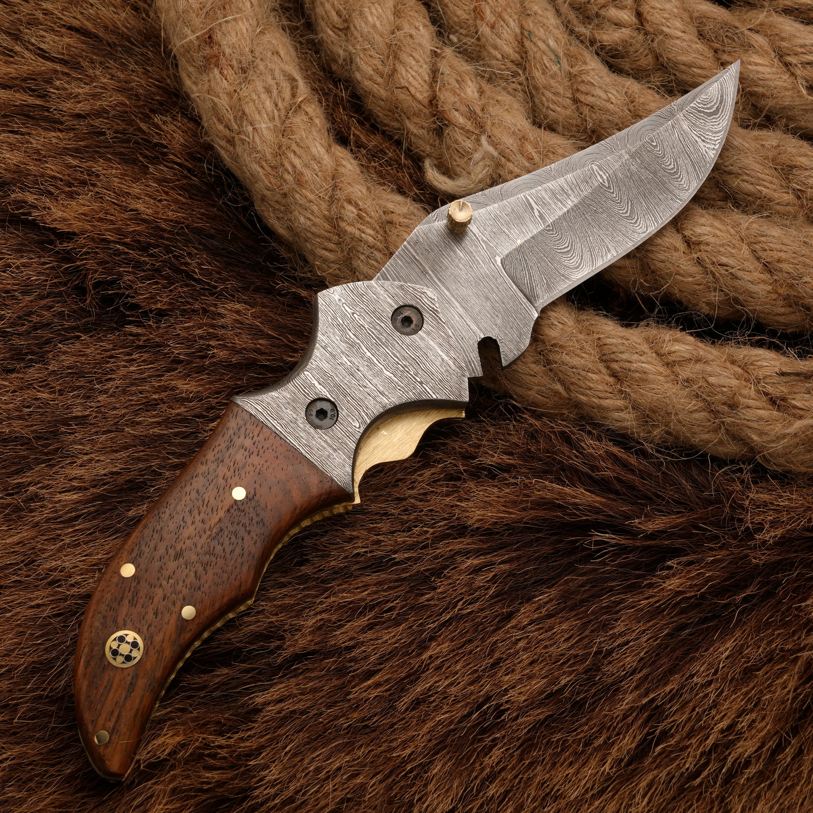 Handmade Forged Damascus Survival Knife | Camping Knife - Damascus Bolster