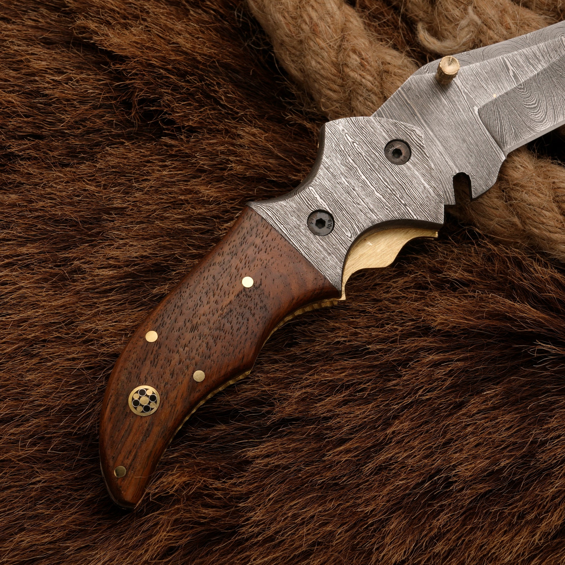 Handmade Forged Damascus Survival Knife | Camping Knife - Damascus Bolster