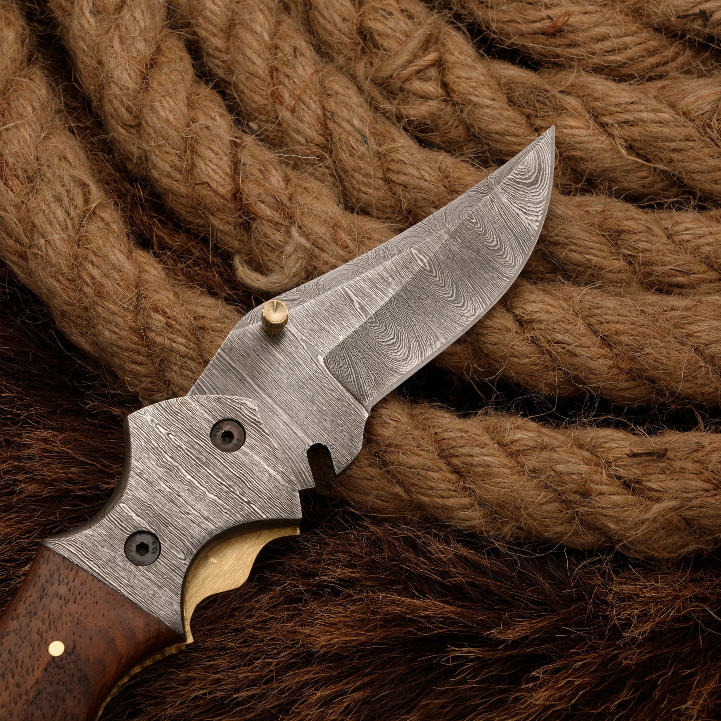 Handmade Forged Damascus Survival Knife | Camping Knife - Damascus Bolster