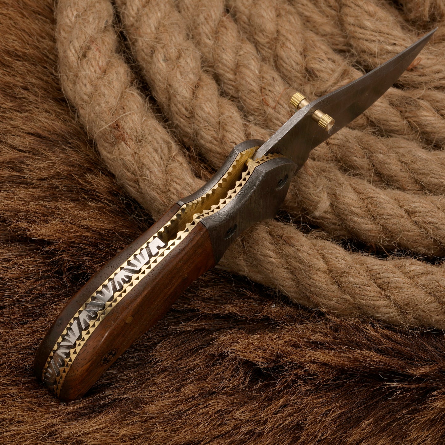 Handmade Forged Damascus Survival Knife | Camping Knife - Damascus Bolster