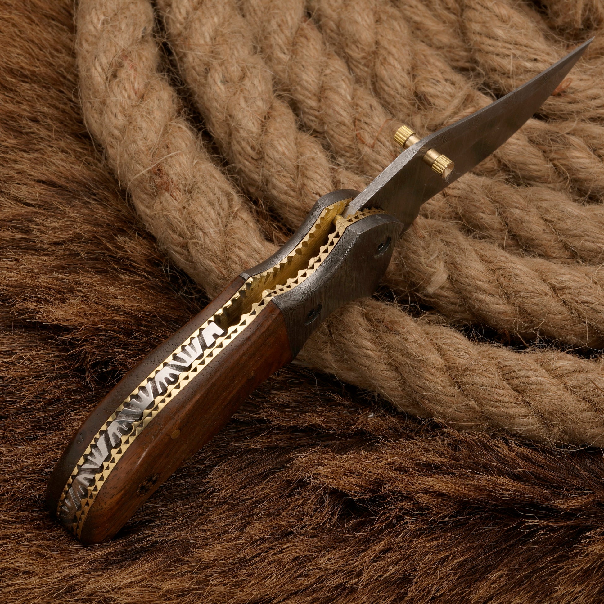 Handmade Forged Damascus Survival Knife | Camping Knife - Damascus Bolster