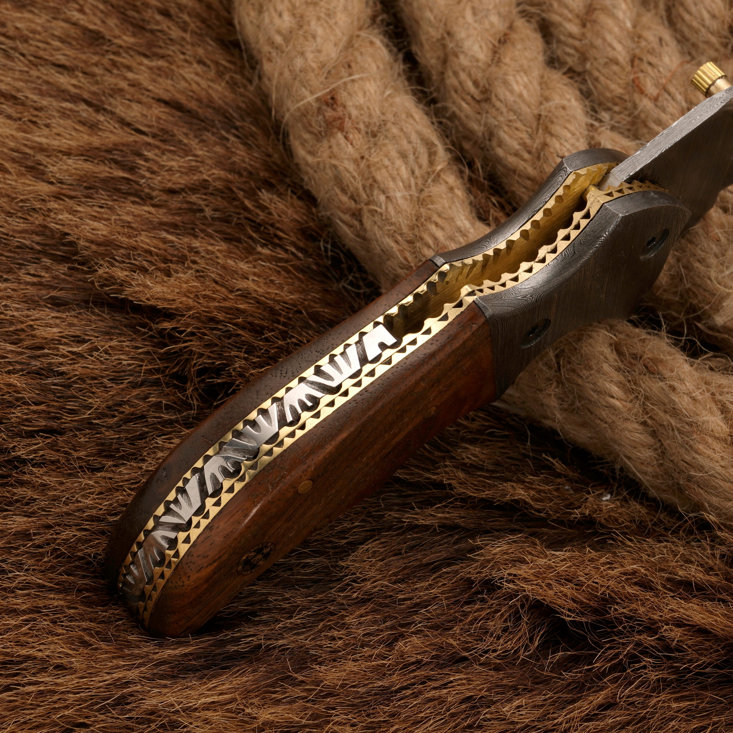 Handmade Forged Damascus Survival Knife | Camping Knife - Damascus Bolster