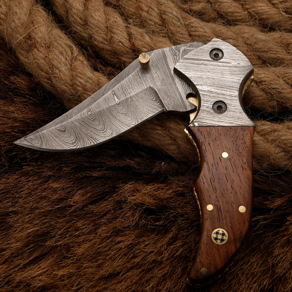 Handmade Forged Damascus Survival Knife | Camping Knife - Damascus Bolster