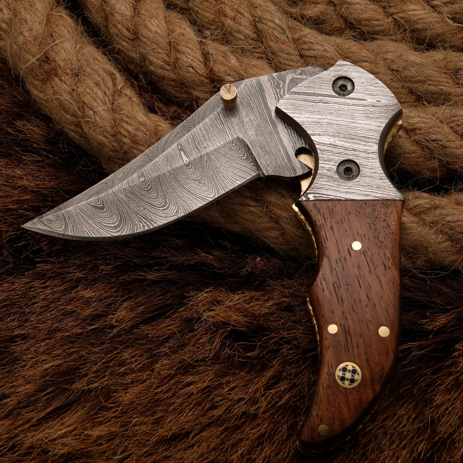 Handmade Forged Damascus Survival Knife | Camping Knife - Damascus Bolster