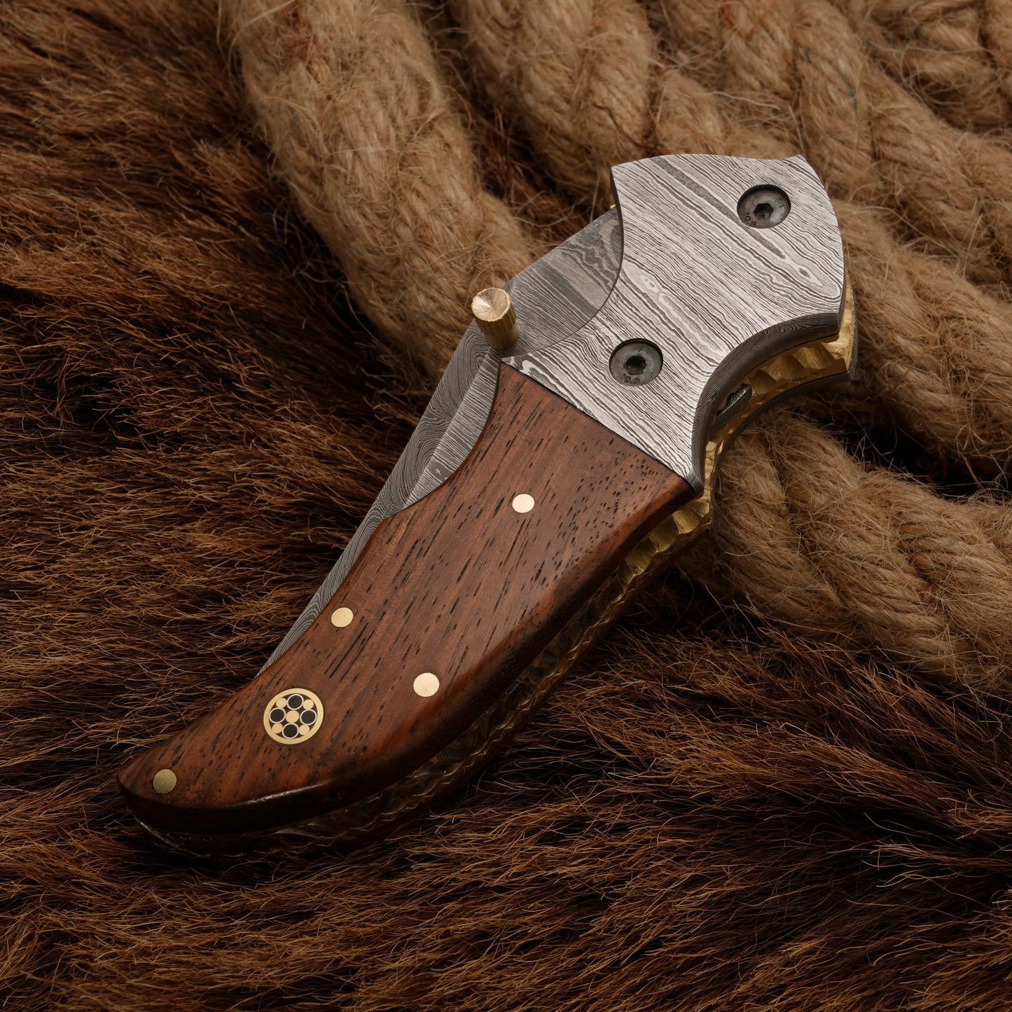 Handmade Forged Damascus Survival Knife | Camping Knife - Damascus Bolster