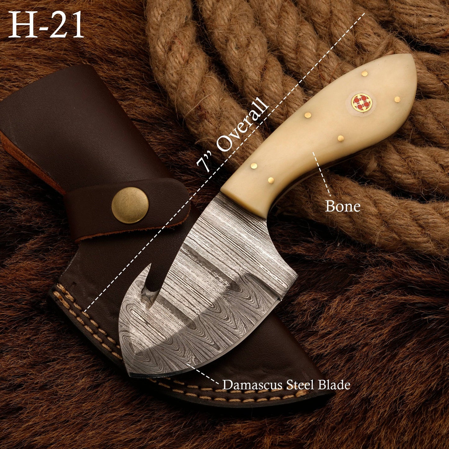 Handmade forged Damascus steel gut hook Skinning Knife | Skinner knife