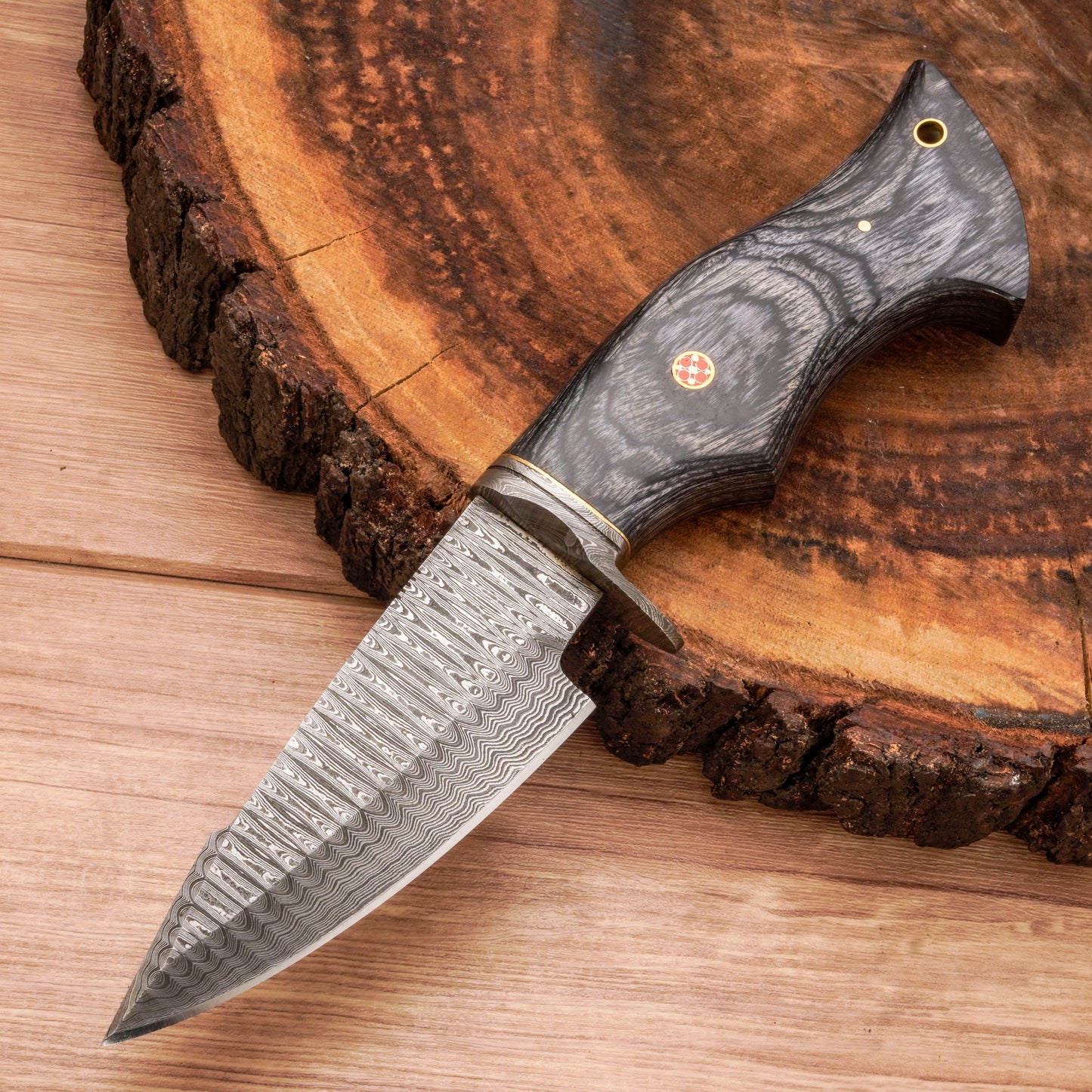 10" Handmade Damascus Steel Hunting Knife With Wood Handle-Best Fixed Blade Knife - Damascus Blade