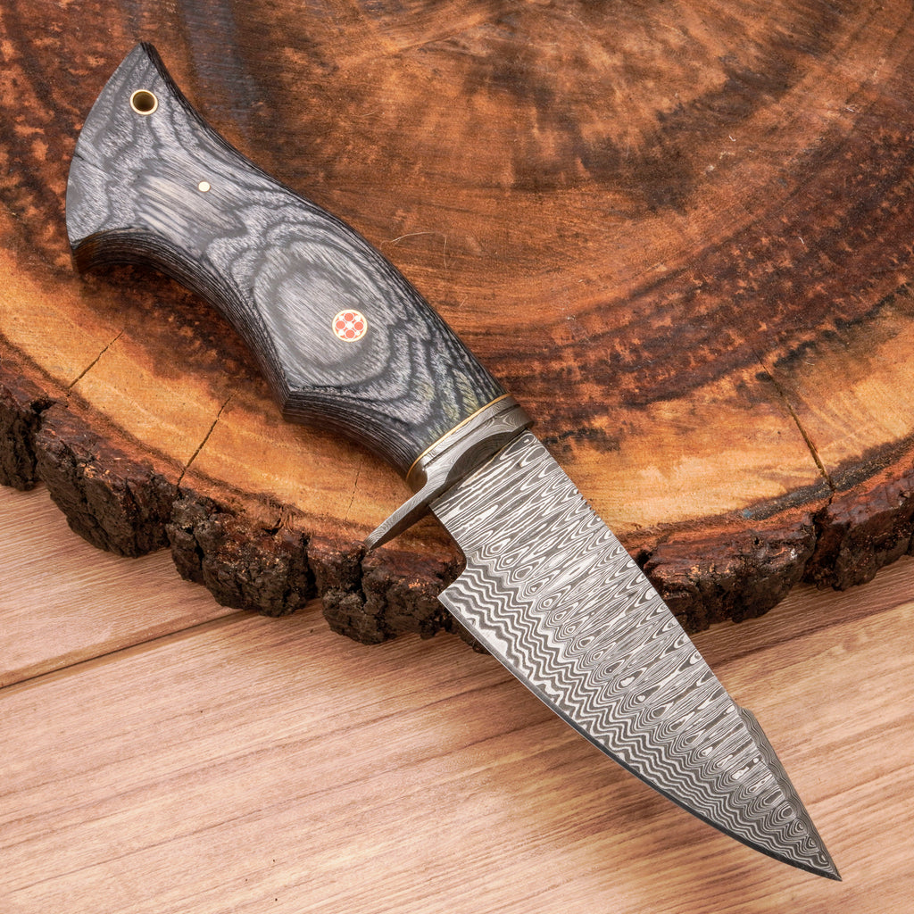 10" Handmade Damascus Steel Hunting Knife With Wood Handle-Best Fixed Blade Knife - Damascus Blade