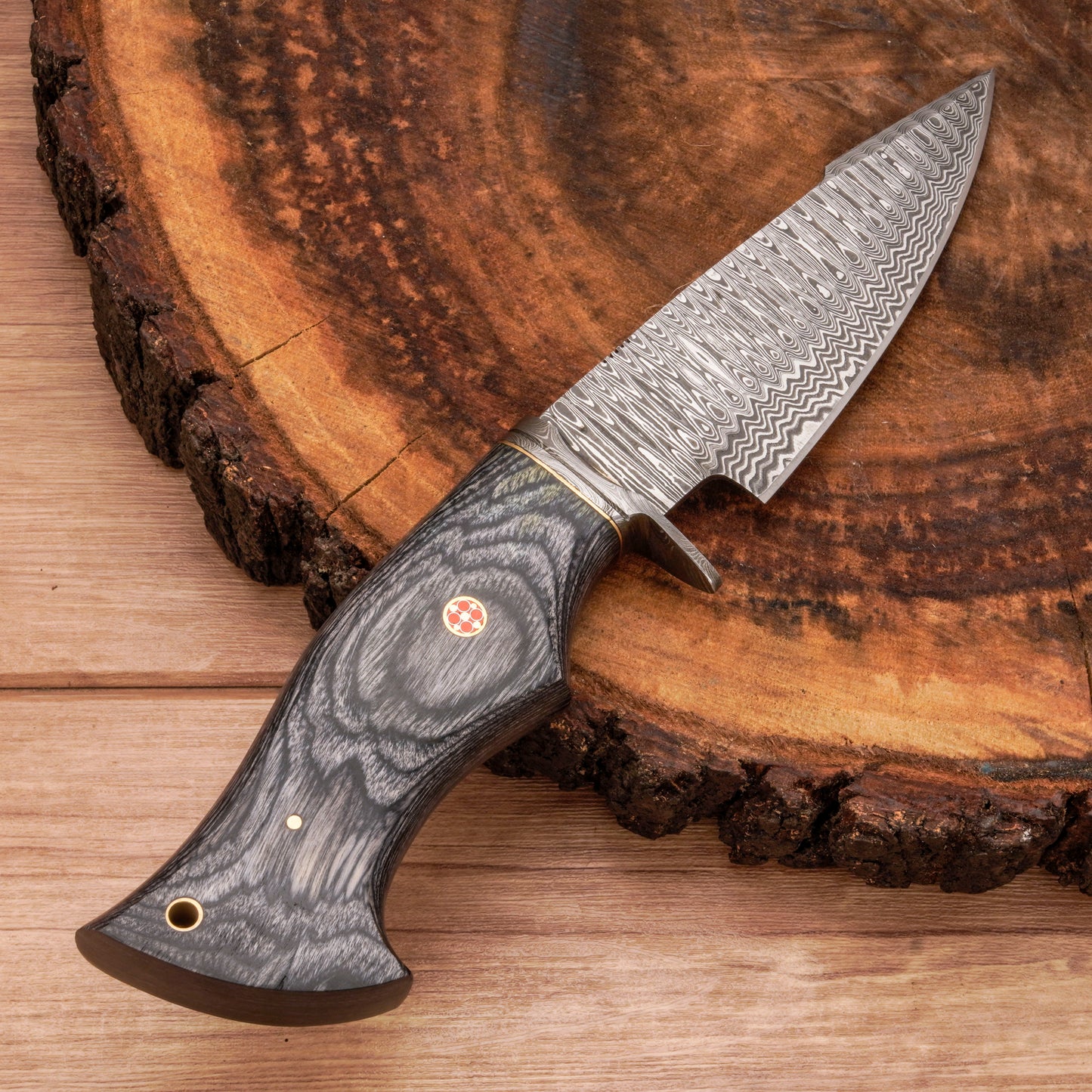 10" Handmade Damascus Steel Hunting Knife With Wood Handle-Best Fixed Blade Knife - Damascus Blade