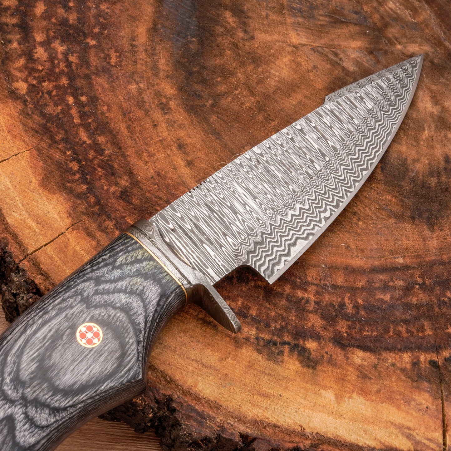 10" Handmade Damascus Steel Hunting Knife With Wood Handle-Best Fixed Blade Knife - Damascus Blade