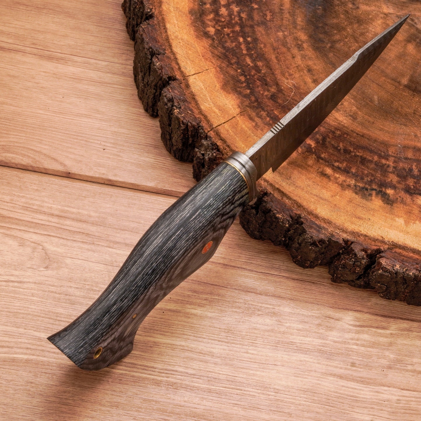 10" Handmade Damascus Steel Hunting Knife With Wood Handle-Best Fixed Blade Knife - Damascus Blade