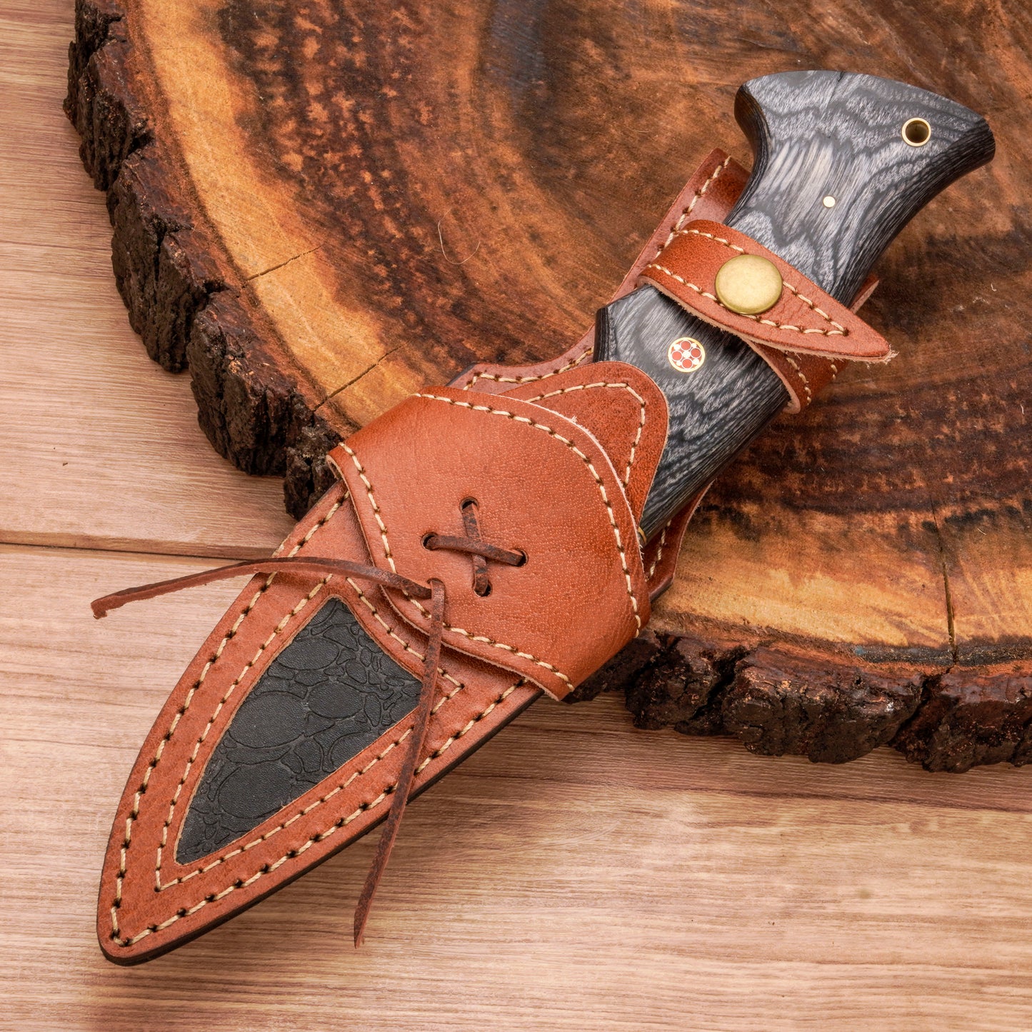 10" Handmade Damascus Steel Hunting Knife With Wood Handle-Best Fixed Blade Knife - Damascus Blade