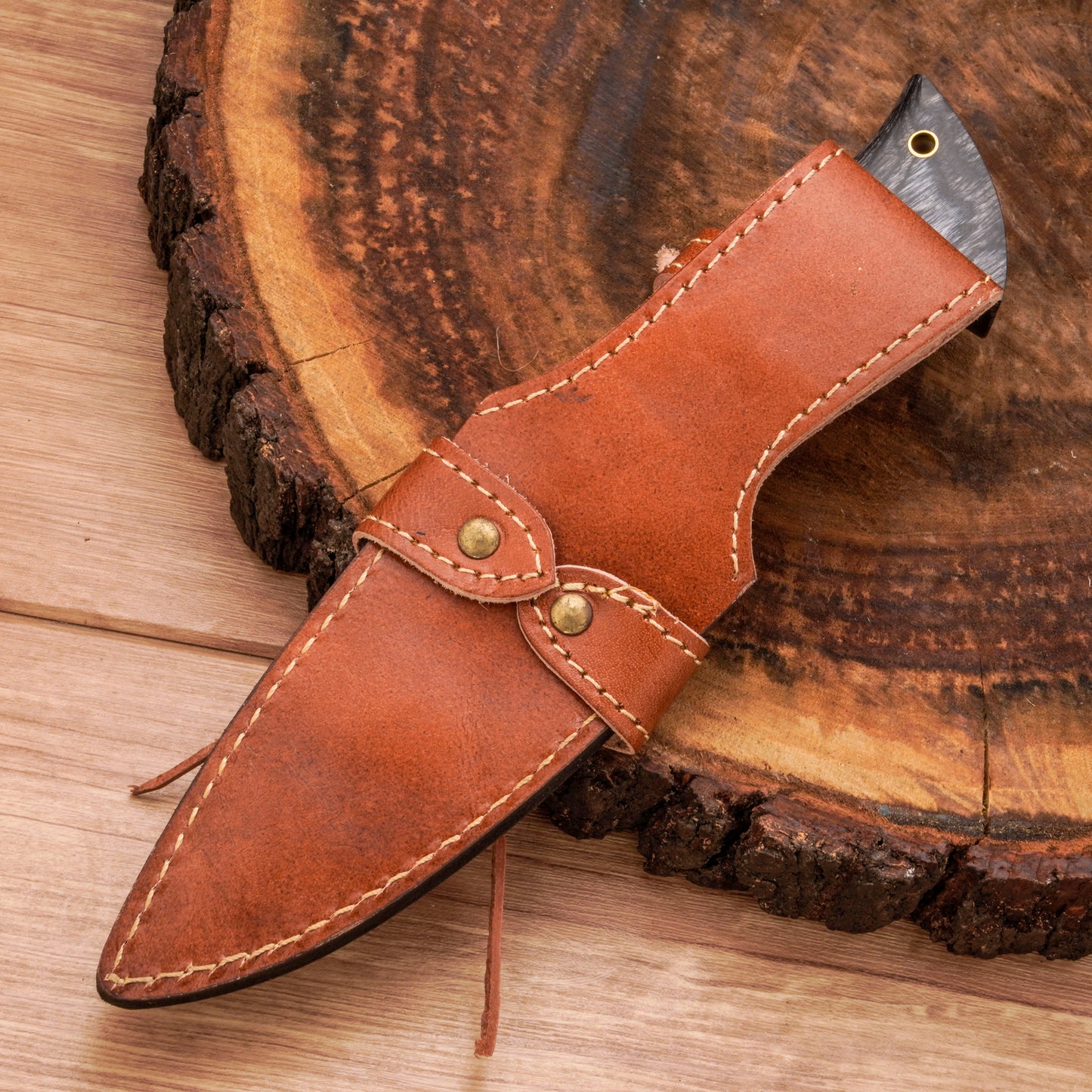 10" Handmade Damascus Steel Hunting Knife With Wood Handle-Best Fixed Blade Knife - Damascus Blade