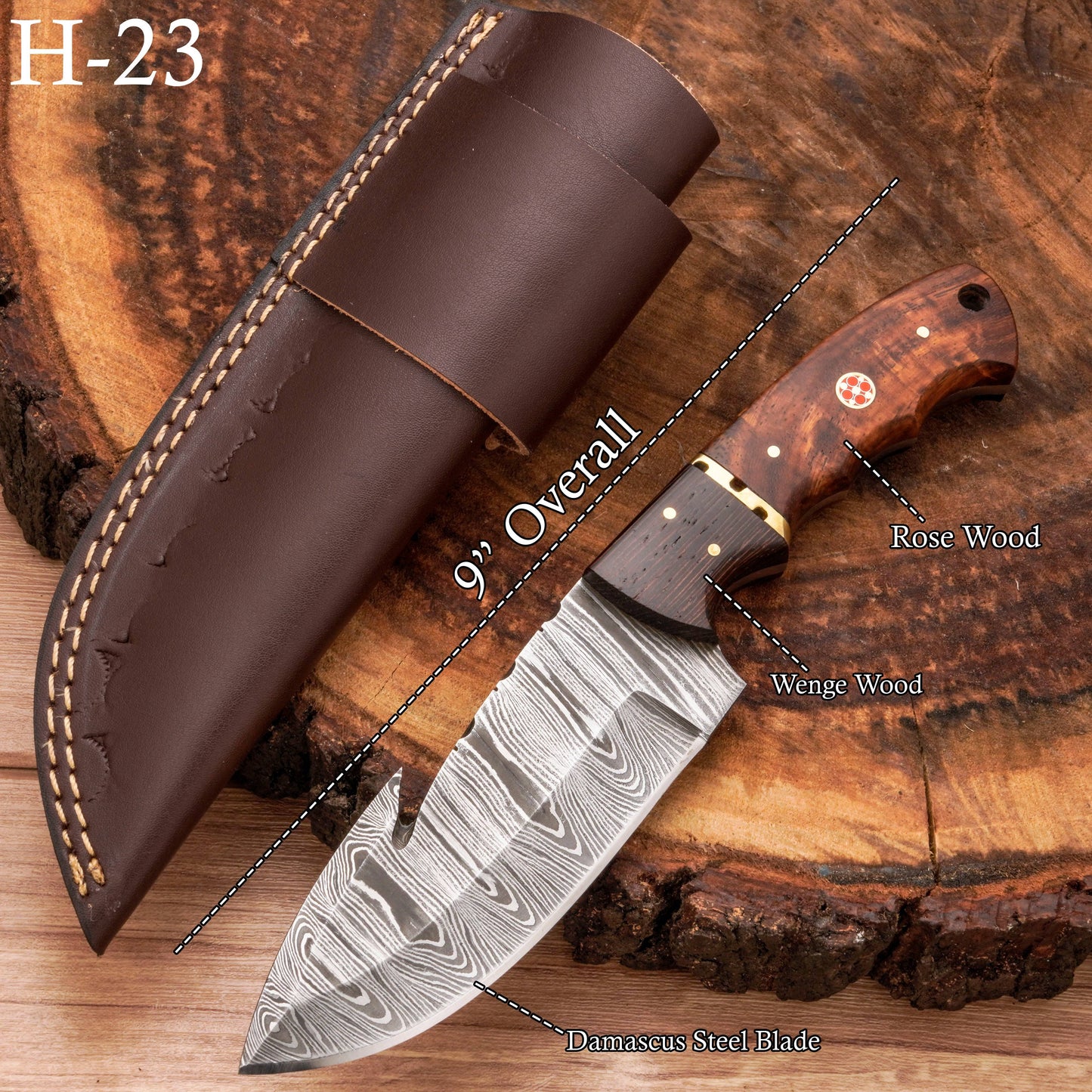 Handmade Forged Damascus Steel Gut Hook Hunting Knife EDC | Skinner Knife - Fixed blade knife