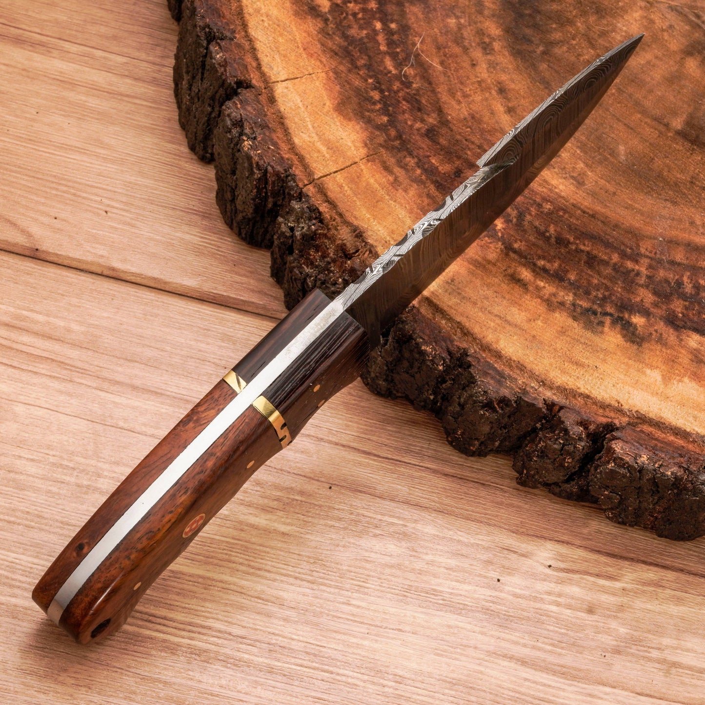 Handmade Forged Damascus Steel Gut Hook Hunting Knife EDC | Skinner Knife - Fixed blade knife