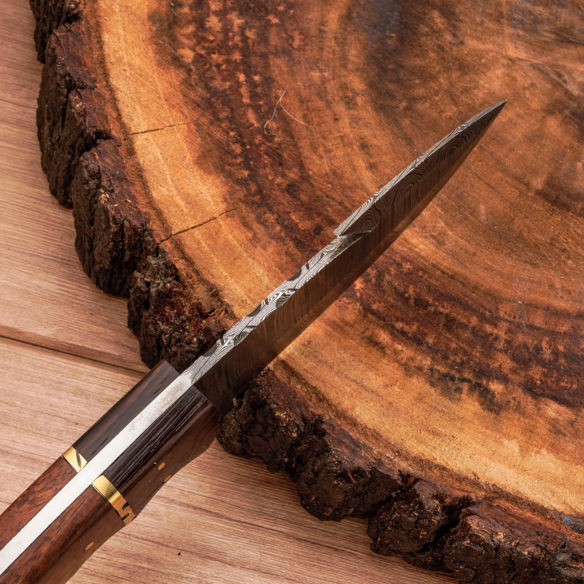 Handmade Forged Damascus Steel Gut Hook Hunting Knife EDC | Skinner Knife - Fixed blade knife