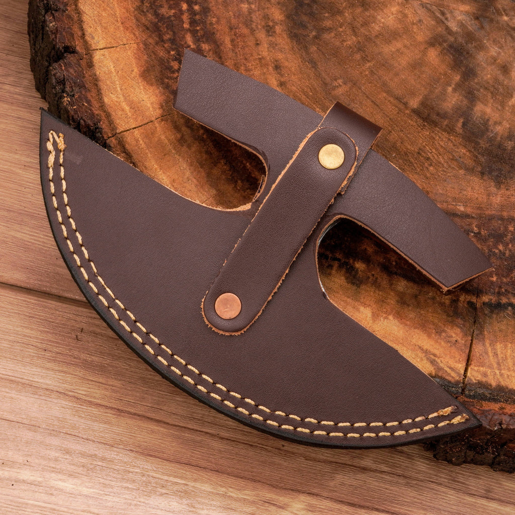 Handmade Forged Damascus Ulu Knife - Pakkawood Handle | Alaskan Knife