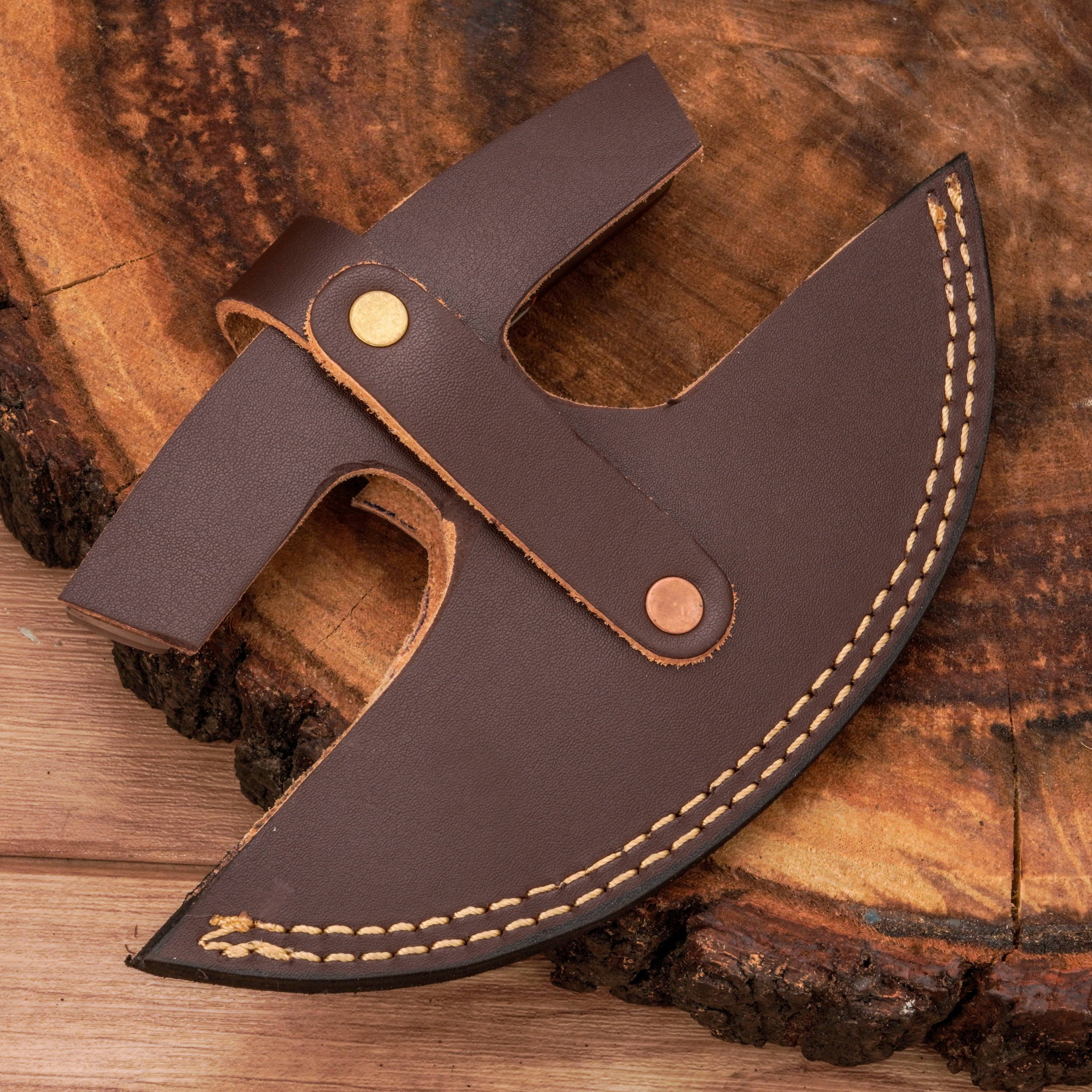 Handmade Forged Damascus Ulu Knife - Stag horn Handle | Alaskan Knife
