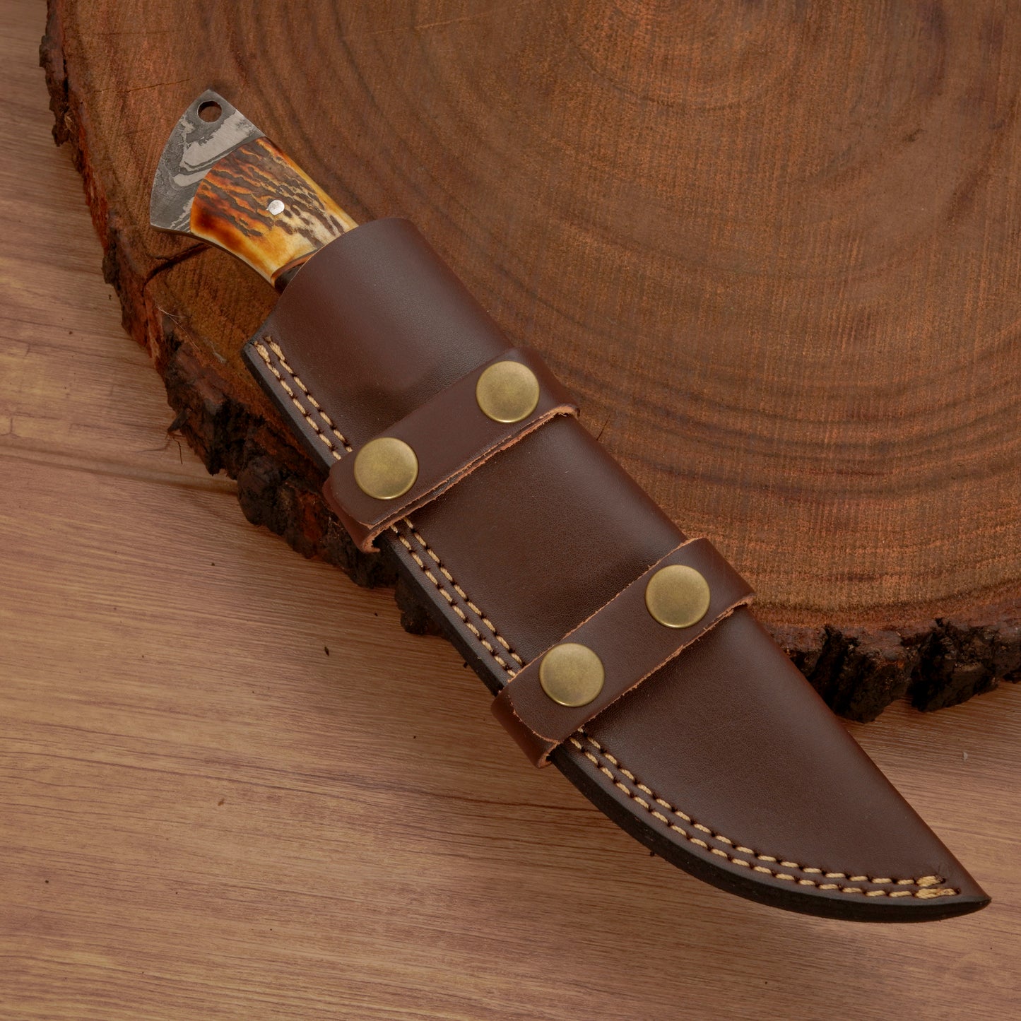 10" Custom Hand Forged Damascus Steel Gut Hook Skinner Knife - Full Tang