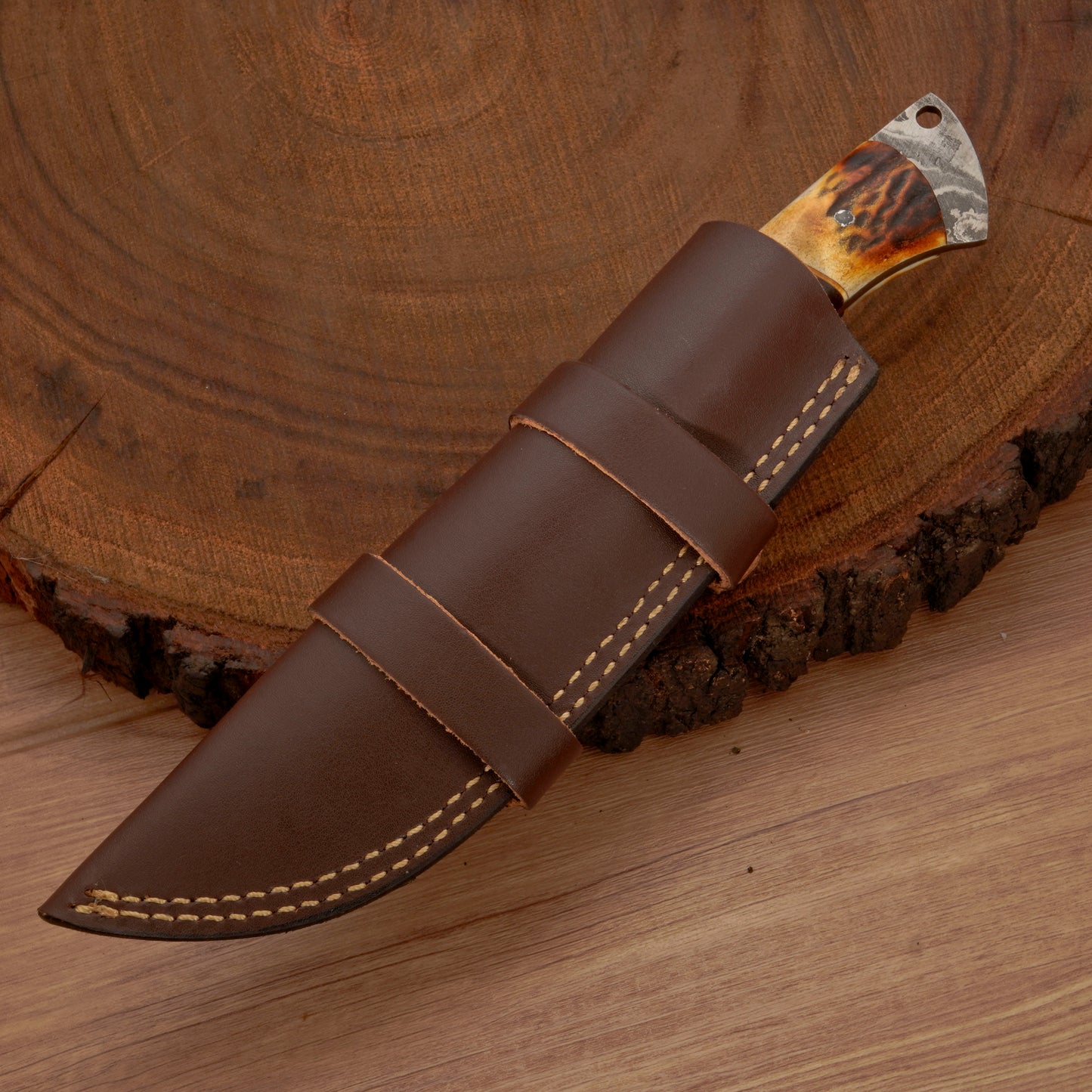 10" Custom Hand Forged Damascus Steel Gut Hook Skinner Knife - Full Tang