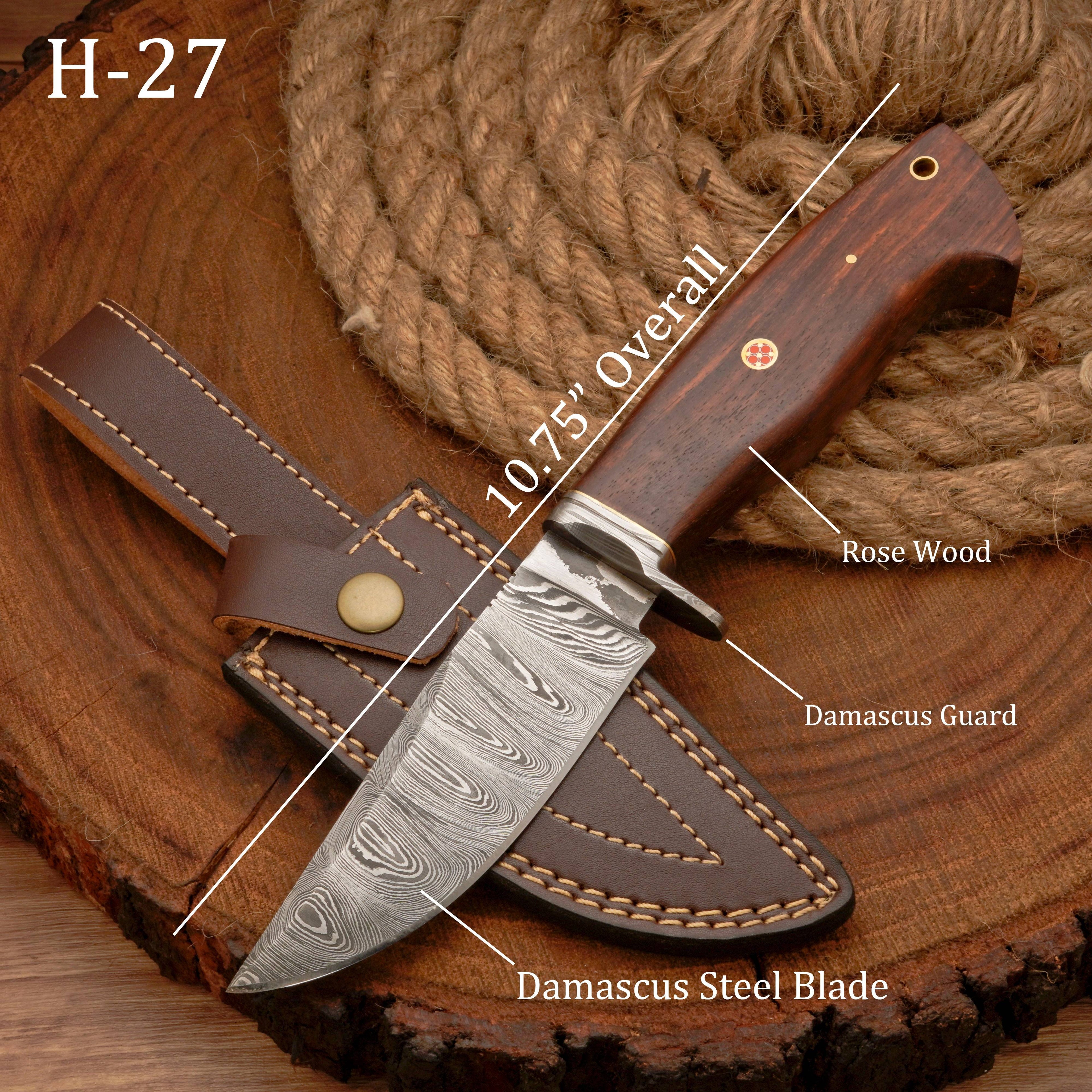 10”Custom HANDMADE FORGED DAMASCUS Steel Hunting Knife W/ Wood & Guard Handle