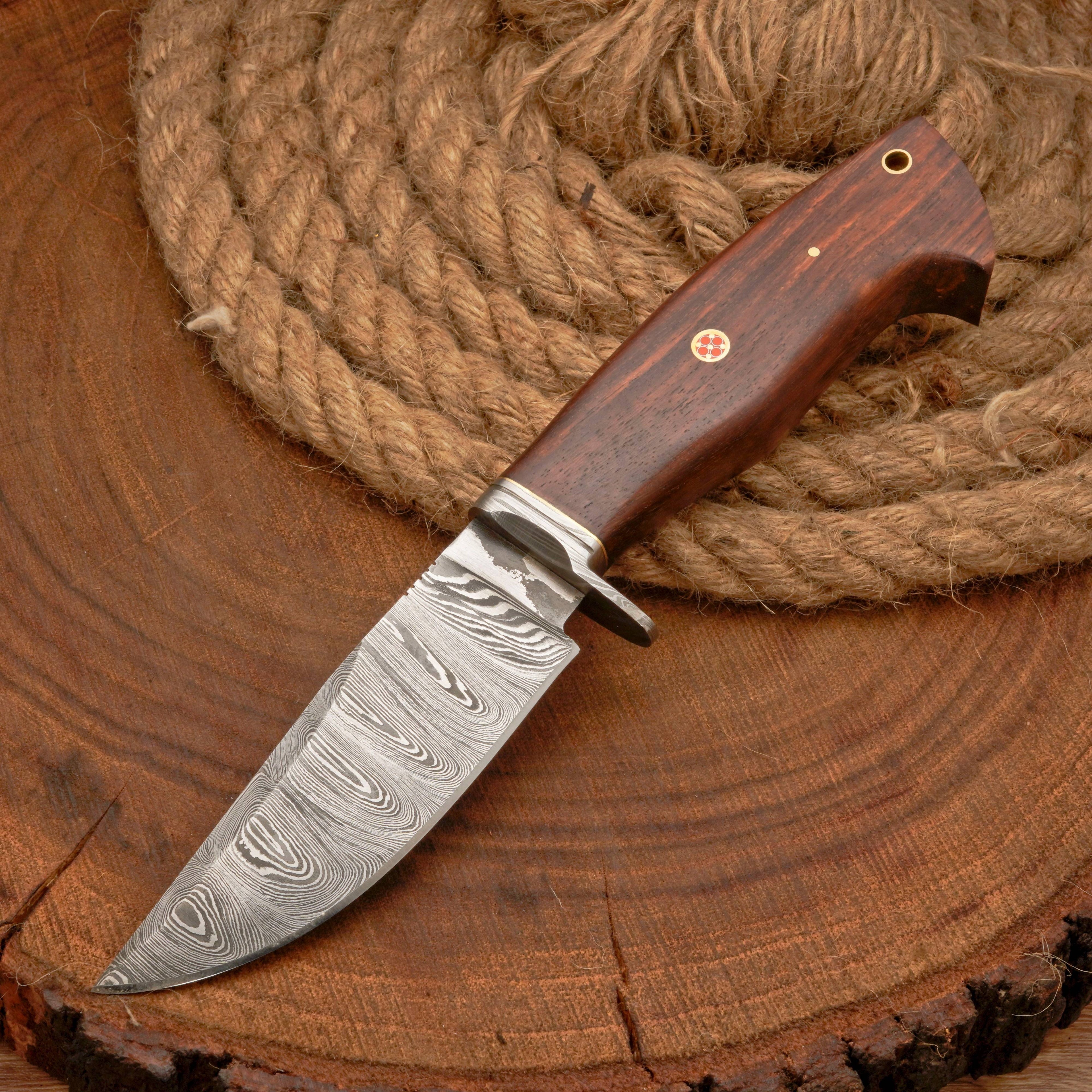 10”Custom HANDMADE FORGED DAMASCUS Steel Hunting Knife W/ Wood & Guard Handle