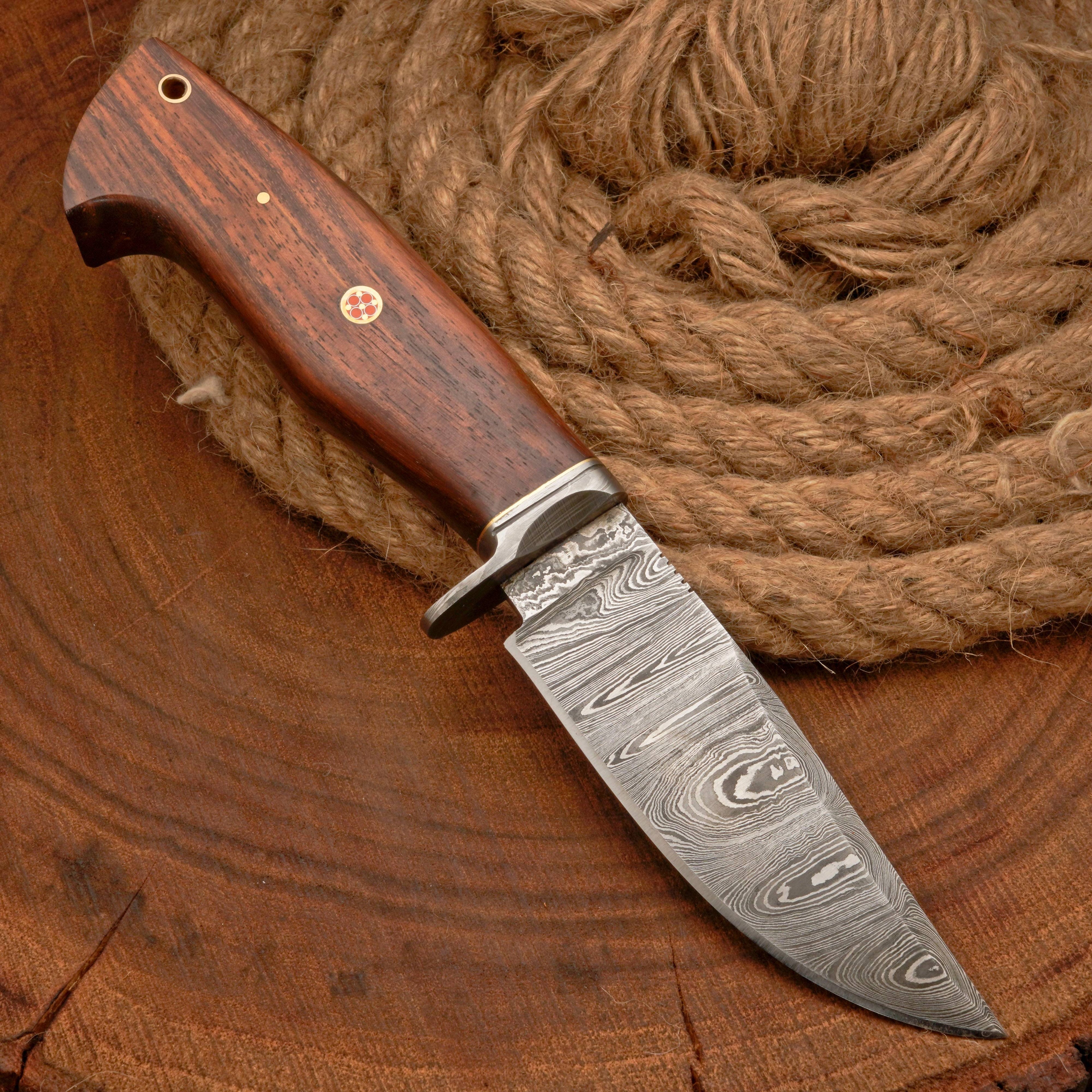 10”Custom HANDMADE FORGED DAMASCUS Steel Hunting Knife W/ Wood & Guard Handle