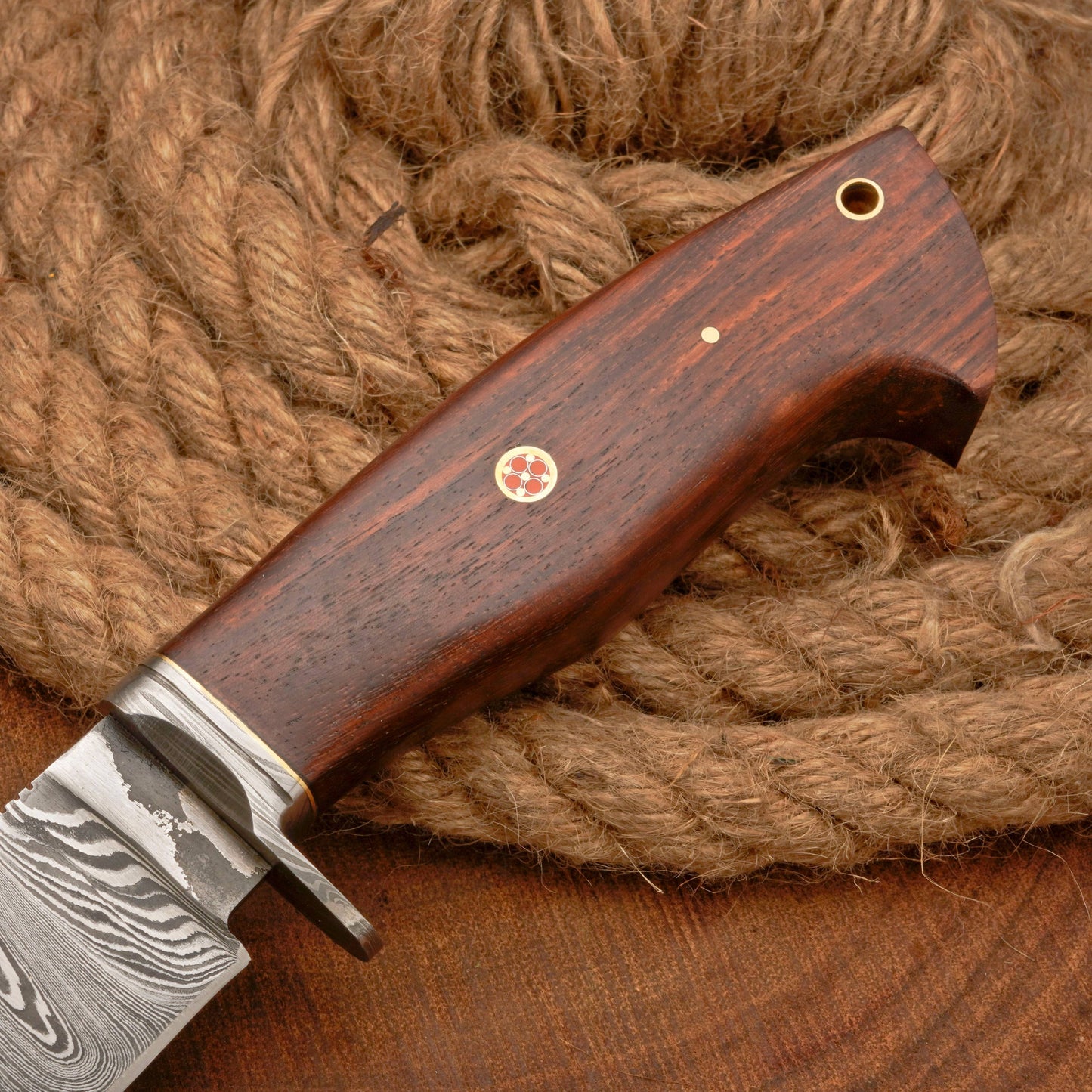 10”Custom HANDMADE FORGED DAMASCUS Steel Hunting Knife W/ Wood & Guard Handle