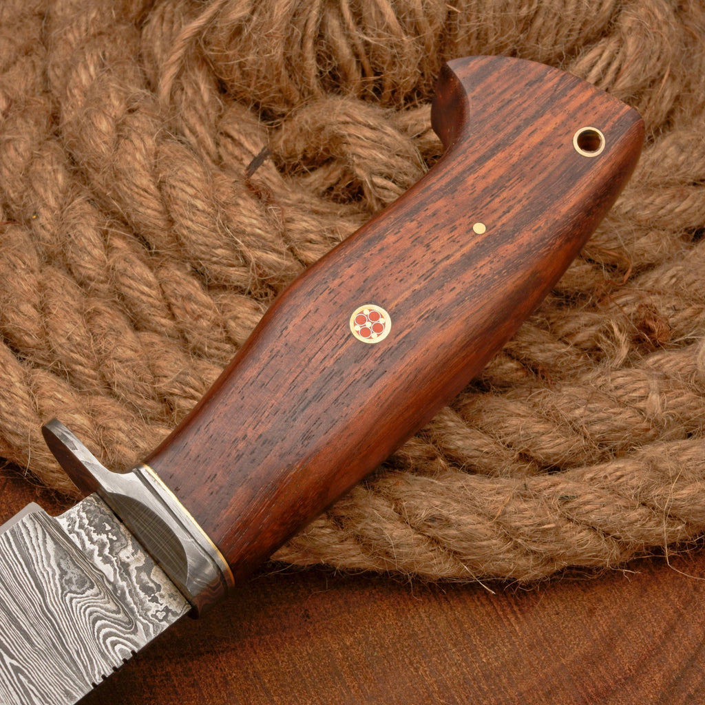 10”Custom HANDMADE FORGED DAMASCUS Steel Hunting Knife W/ Wood & Guard Handle