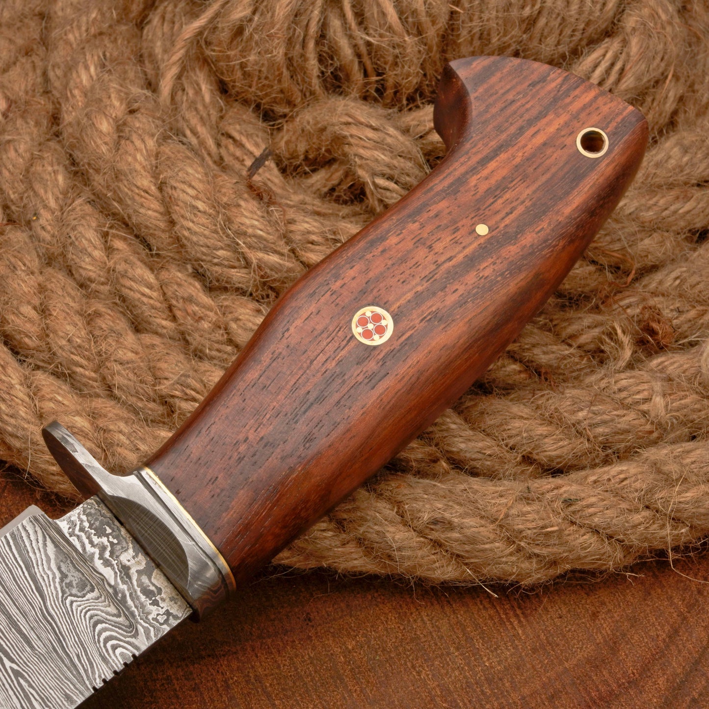 10”Custom HANDMADE FORGED DAMASCUS Steel Hunting Knife W/ Wood & Guard Handle