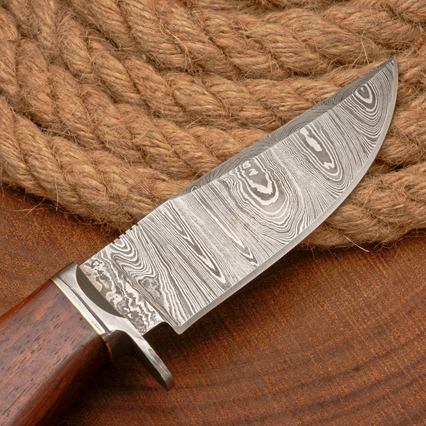 10”Custom HANDMADE FORGED DAMASCUS Steel Hunting Knife W/ Wood & Guard Handle