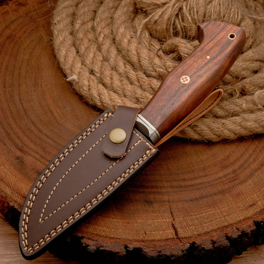 10”Custom HANDMADE FORGED DAMASCUS Steel Hunting Knife W/ Wood & Guard Handle