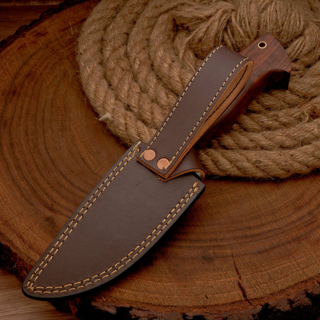 10”Custom HANDMADE FORGED DAMASCUS Steel Hunting Knife W/ Wood & Guard Handle