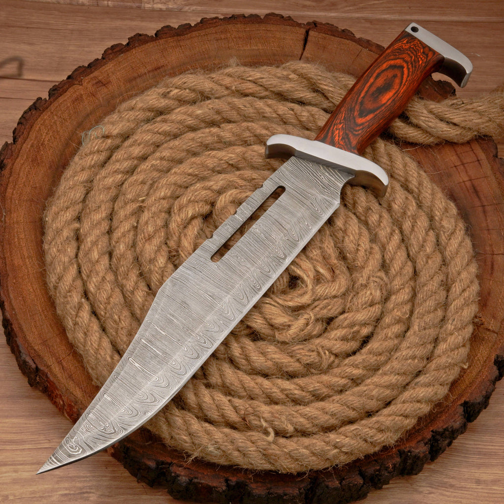 HANDMADE FORGED DAMASCUS Steel Bowie Hunting Knife EDC - 17” Survival Knife
